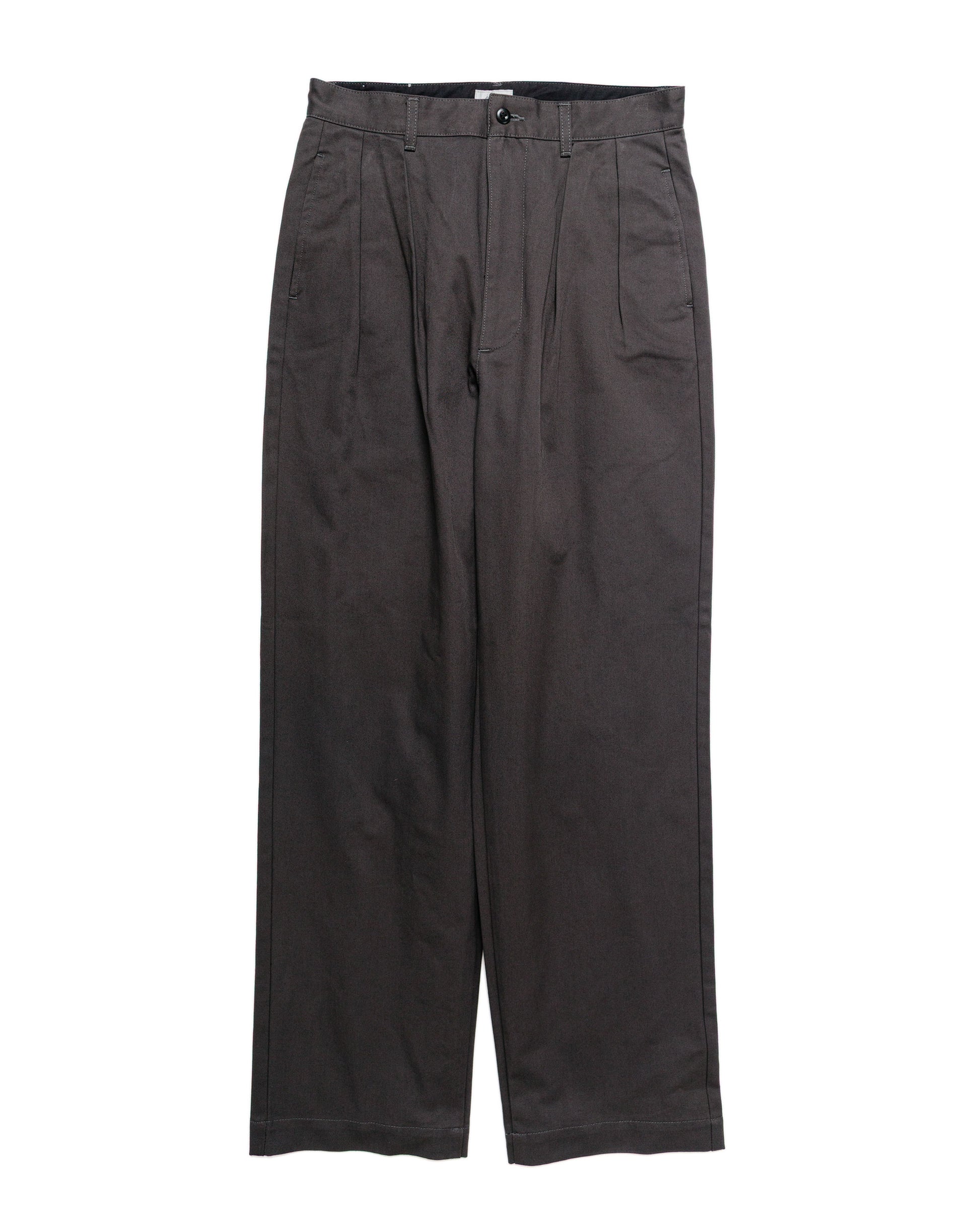 CIOTA 2 Tuck Chino Cloth Pants (Stone Wash) Charcoal Grey
