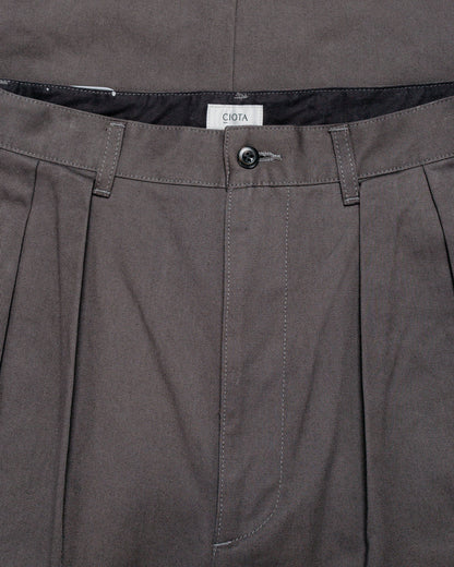 CIOTA 2 Tuck Chino Cloth Pants (Stone Wash) Charcoal Grey