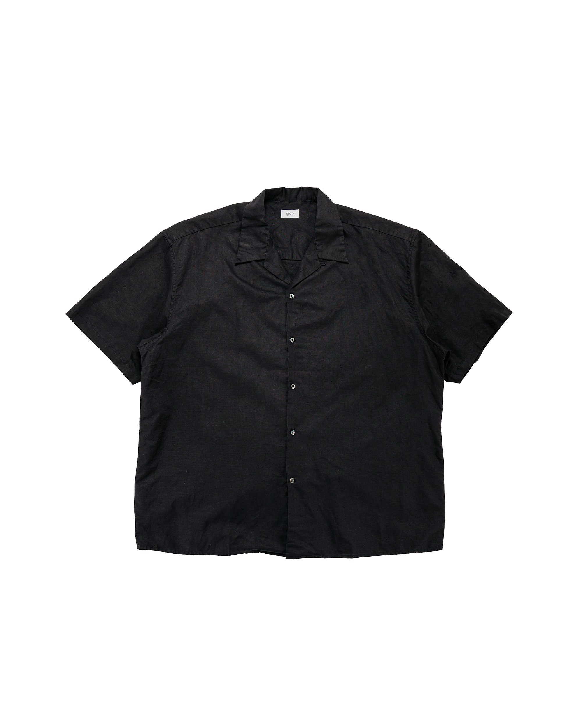 CIOTA Open Collar Short Sleeve Shirt Cotton/Linen Off White