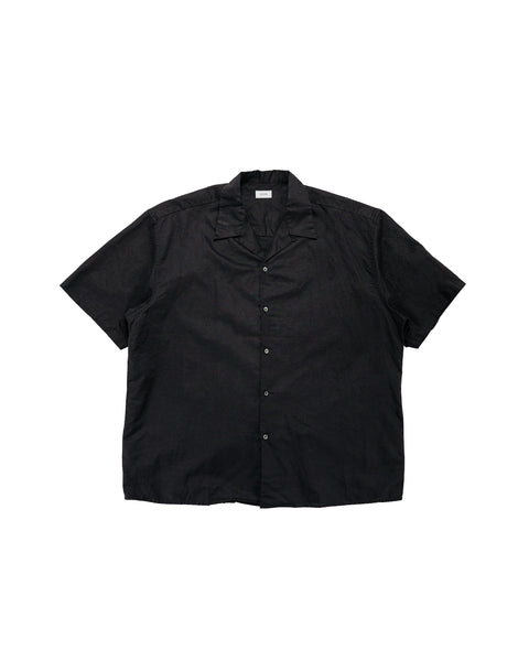 CIOTA Open Collar Short Sleeve Shirt Cotton/Linen Black