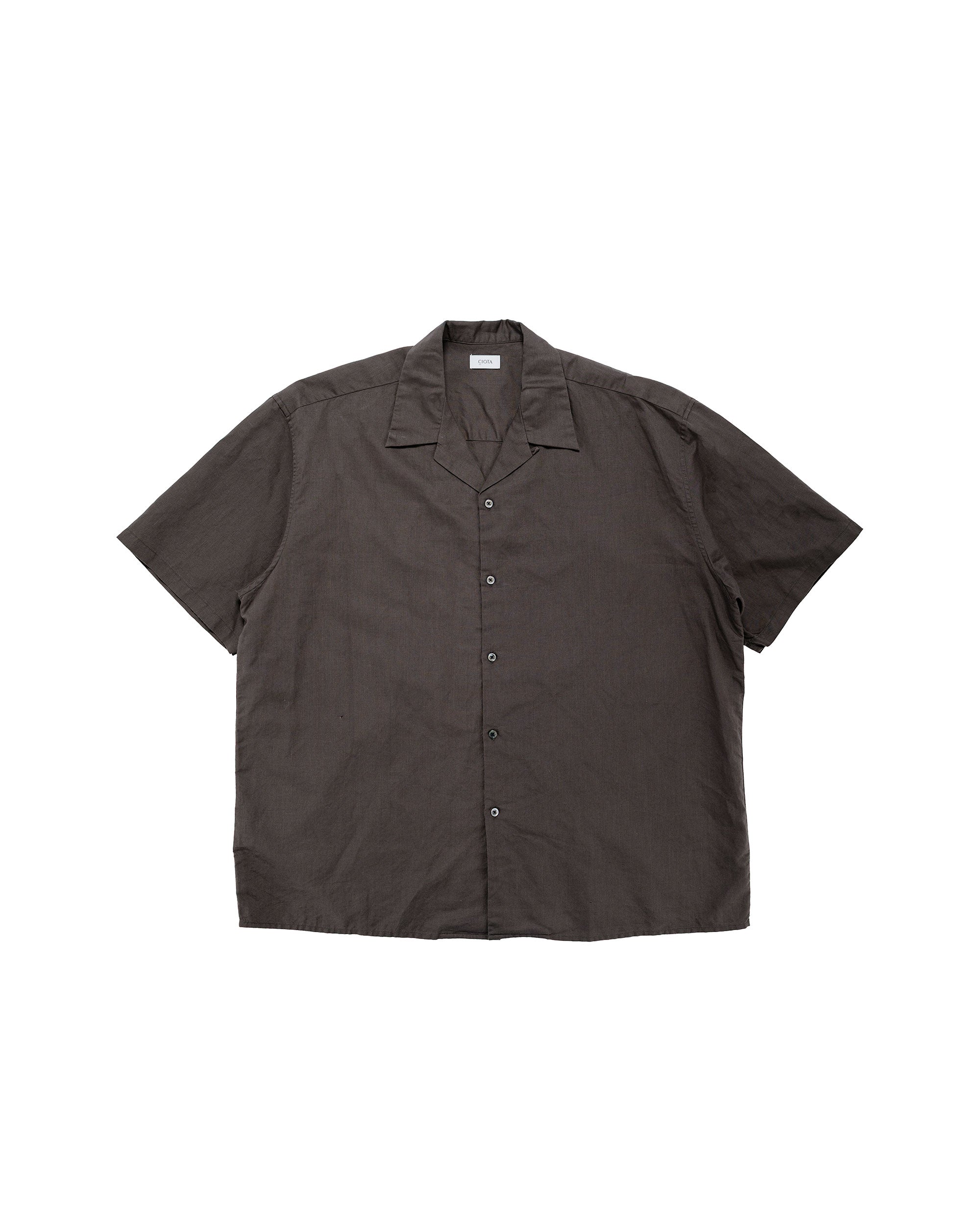 CIOTA Open Collar Short Sleeve Shirt Cotton/Linen Black