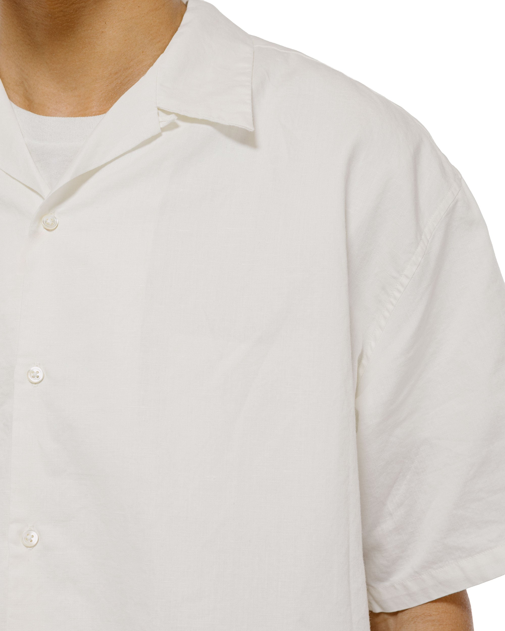 CIOTA Open Collar Short Sleeve Shirt Cotton/Linen Off White