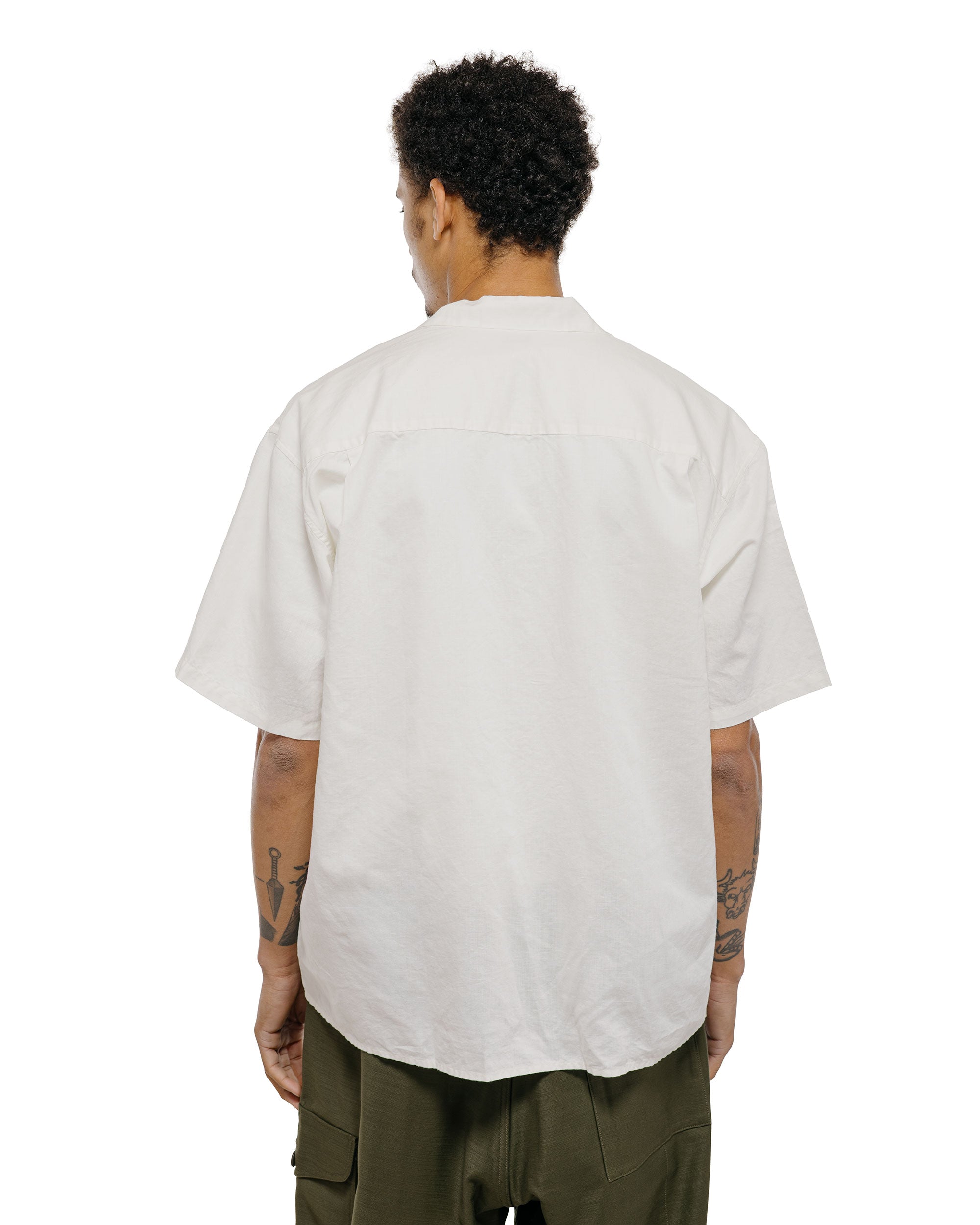 CIOTA Open Collar Short Sleeve Shirt Cotton/Linen Off White