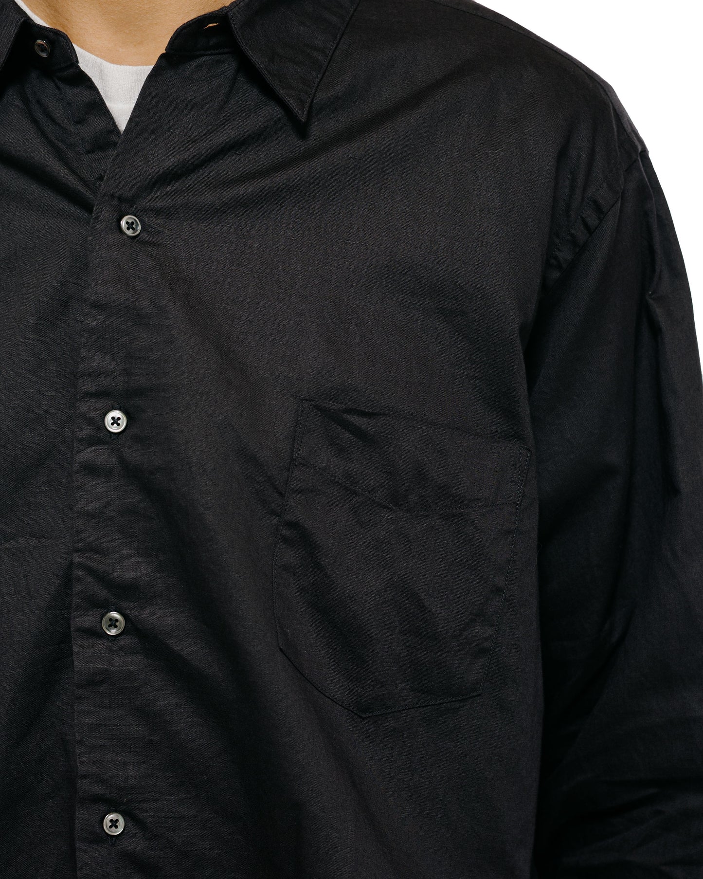 CIOTA Regular Collar Shirt Cotton/Linen Black