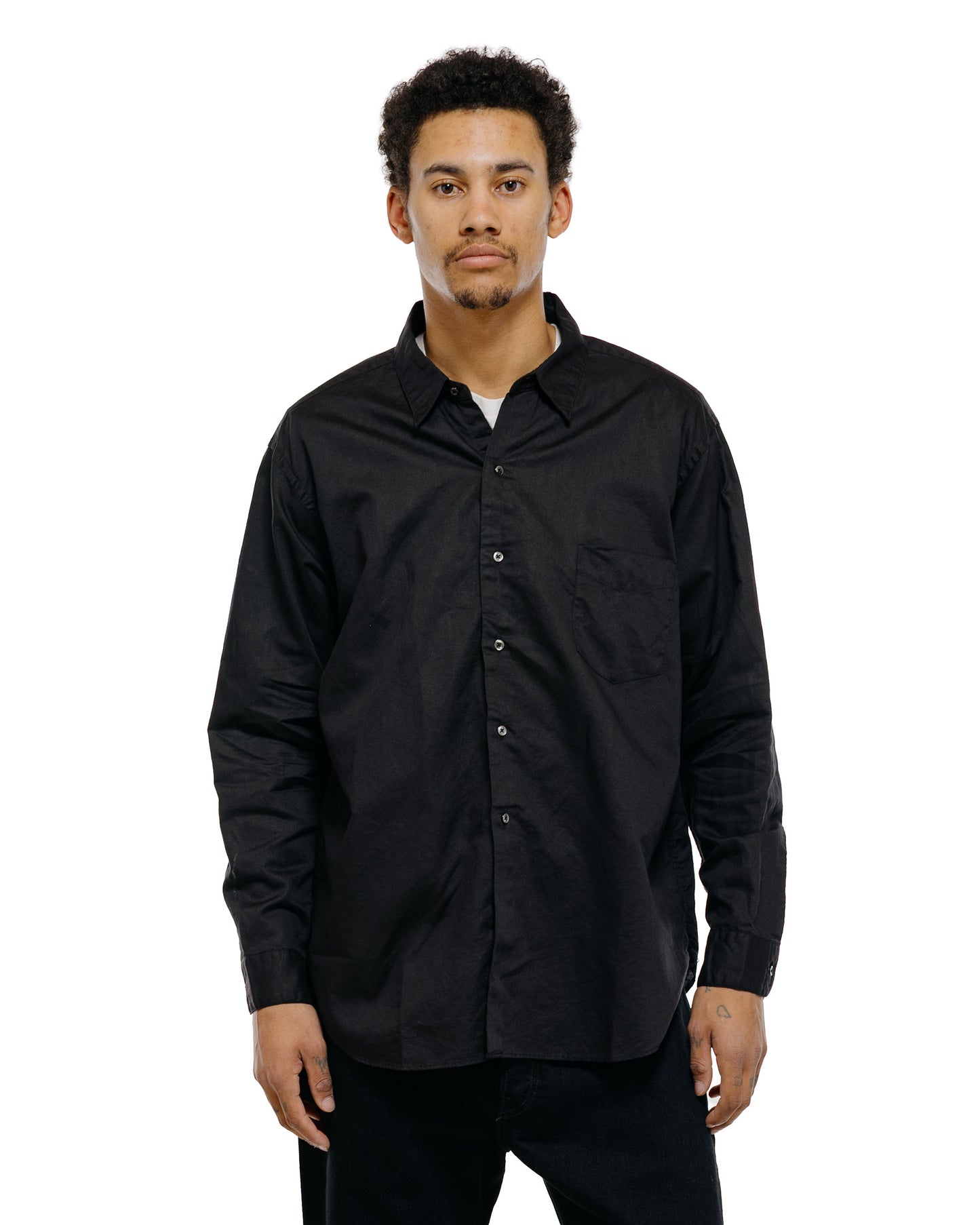 CIOTA Regular Collar Shirt Cotton/Linen Black