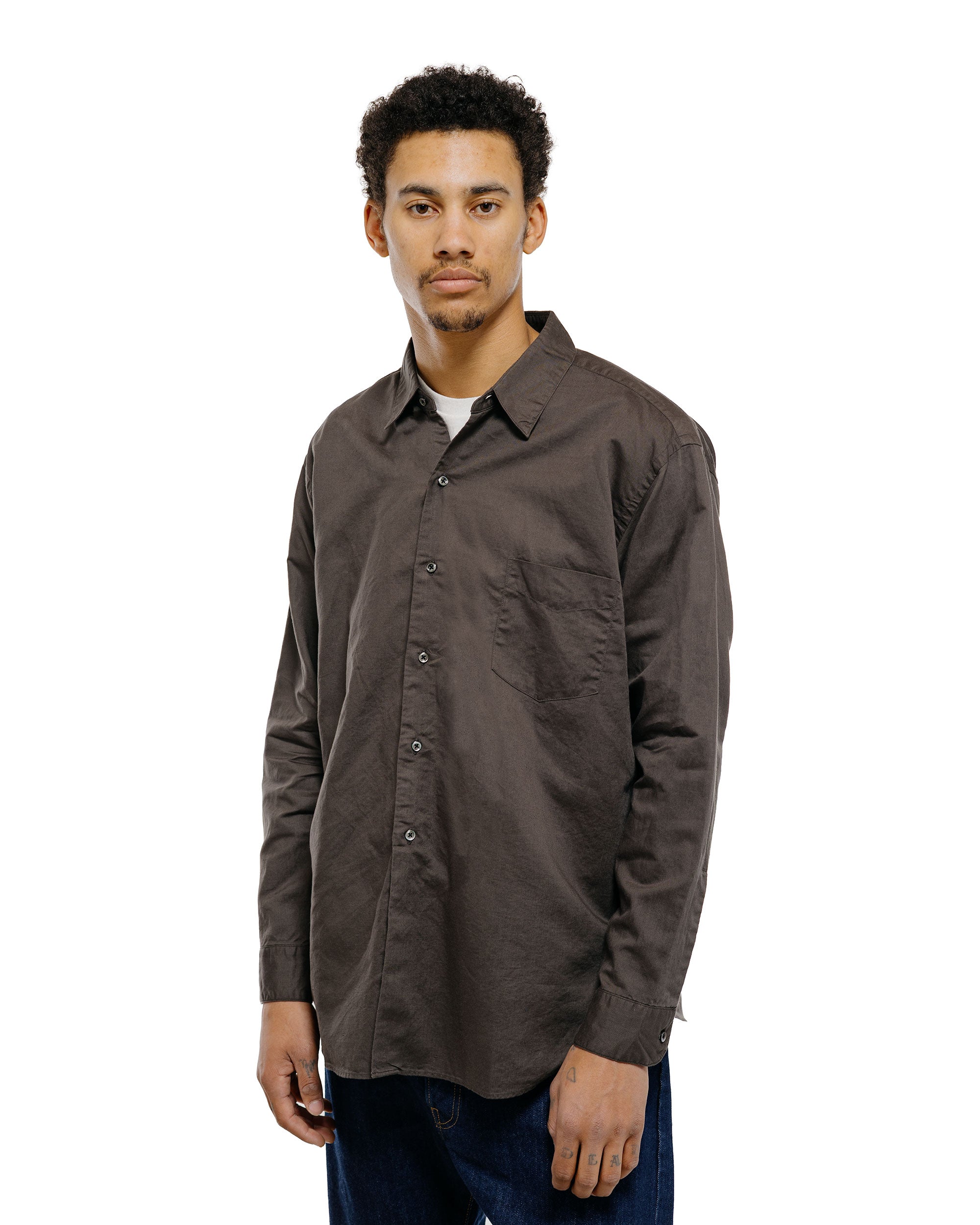 CIOTA Regular Collar Shirt ダークブラウン 5 CIOTA Regular Collar Shirt Cotton/Linen Charcoal Gray – lost & found