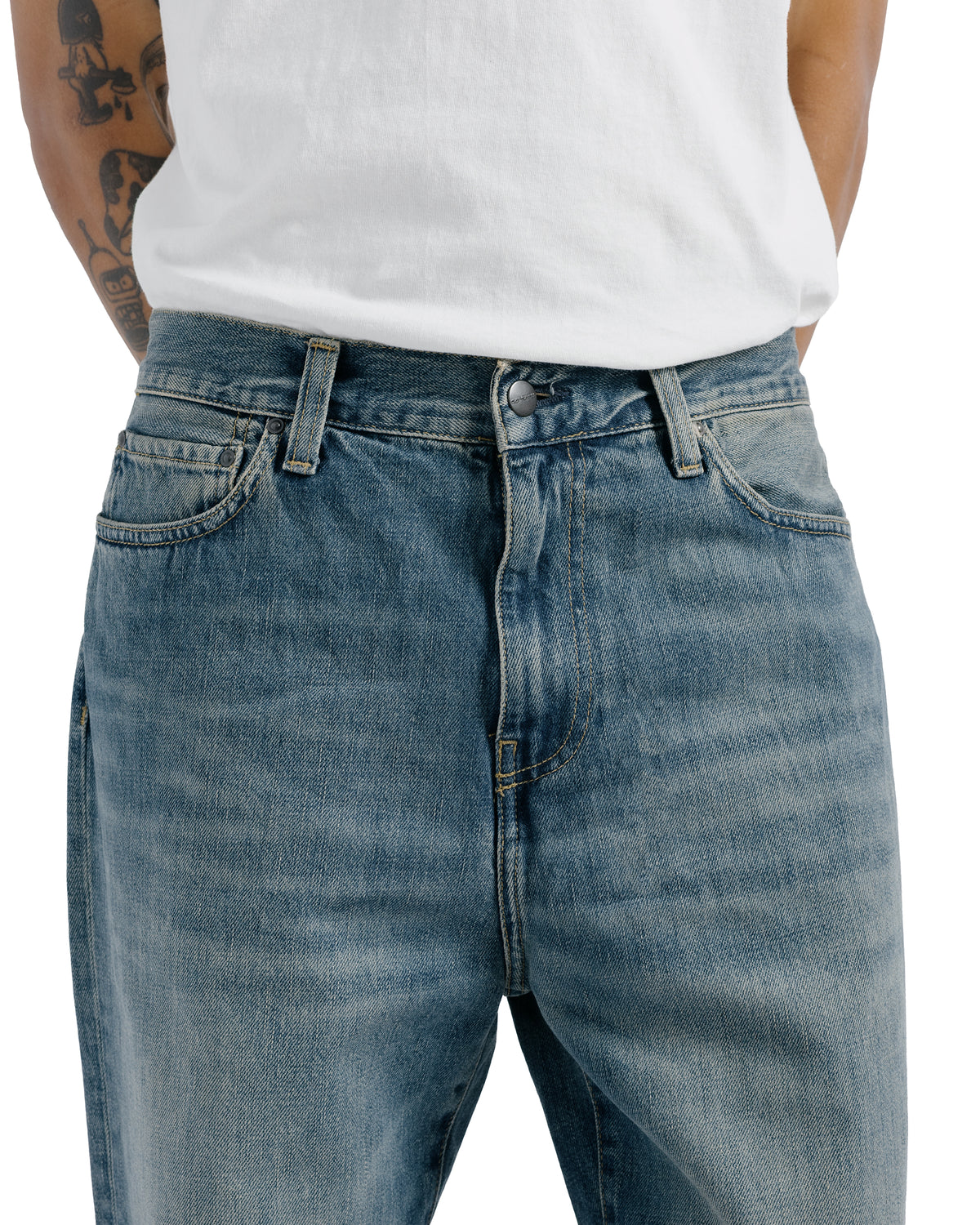 Carhartt W.I.P. Aaron Pant Camano Denim Blue Worn Used Wash