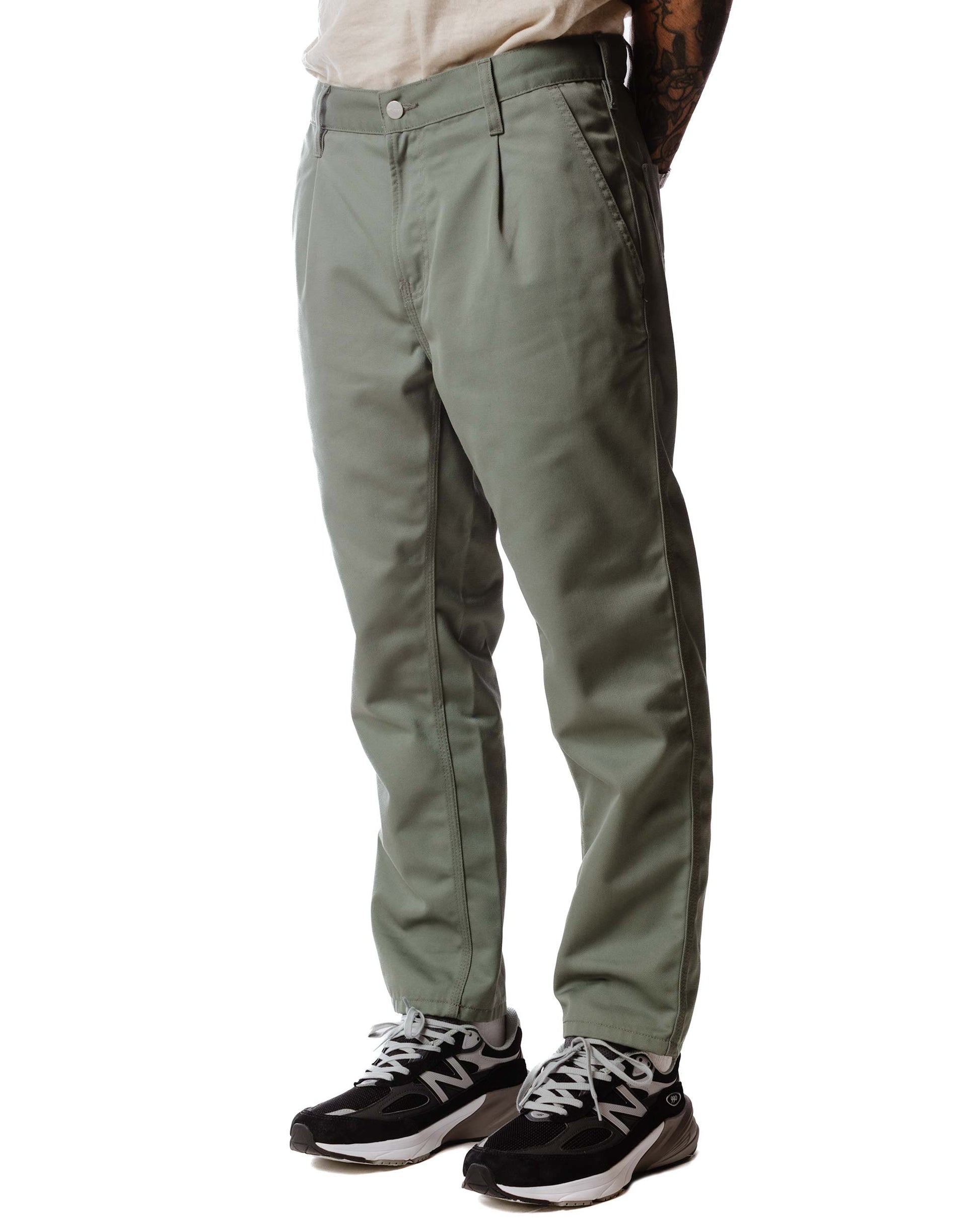 Carhartt W.I.P. Abbott Pant Smoke Green Model Front Close