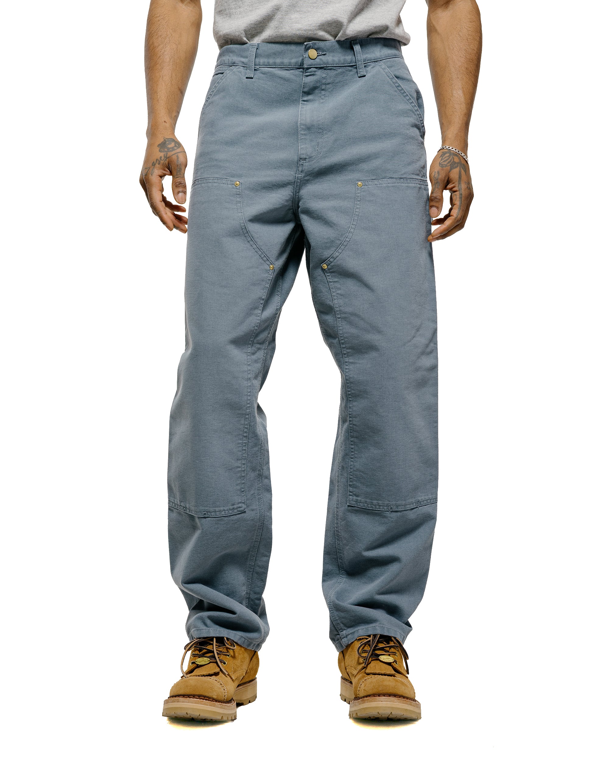 Carhartt W.I.P. Double Knee Pant Cozy Blue Stone Canvas