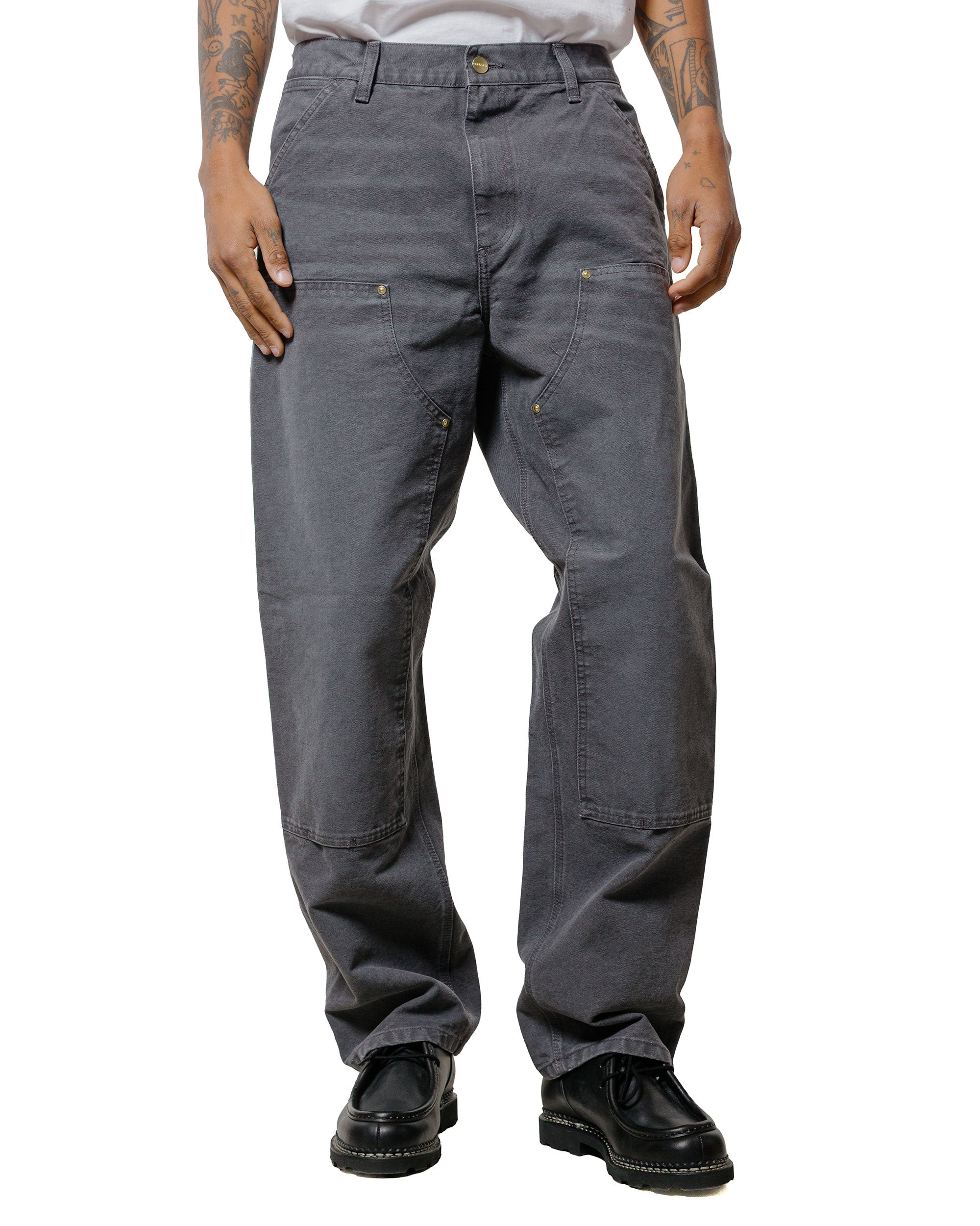 Carhartt W.I.P. Double Knee Pant Graphite Stone Canvas