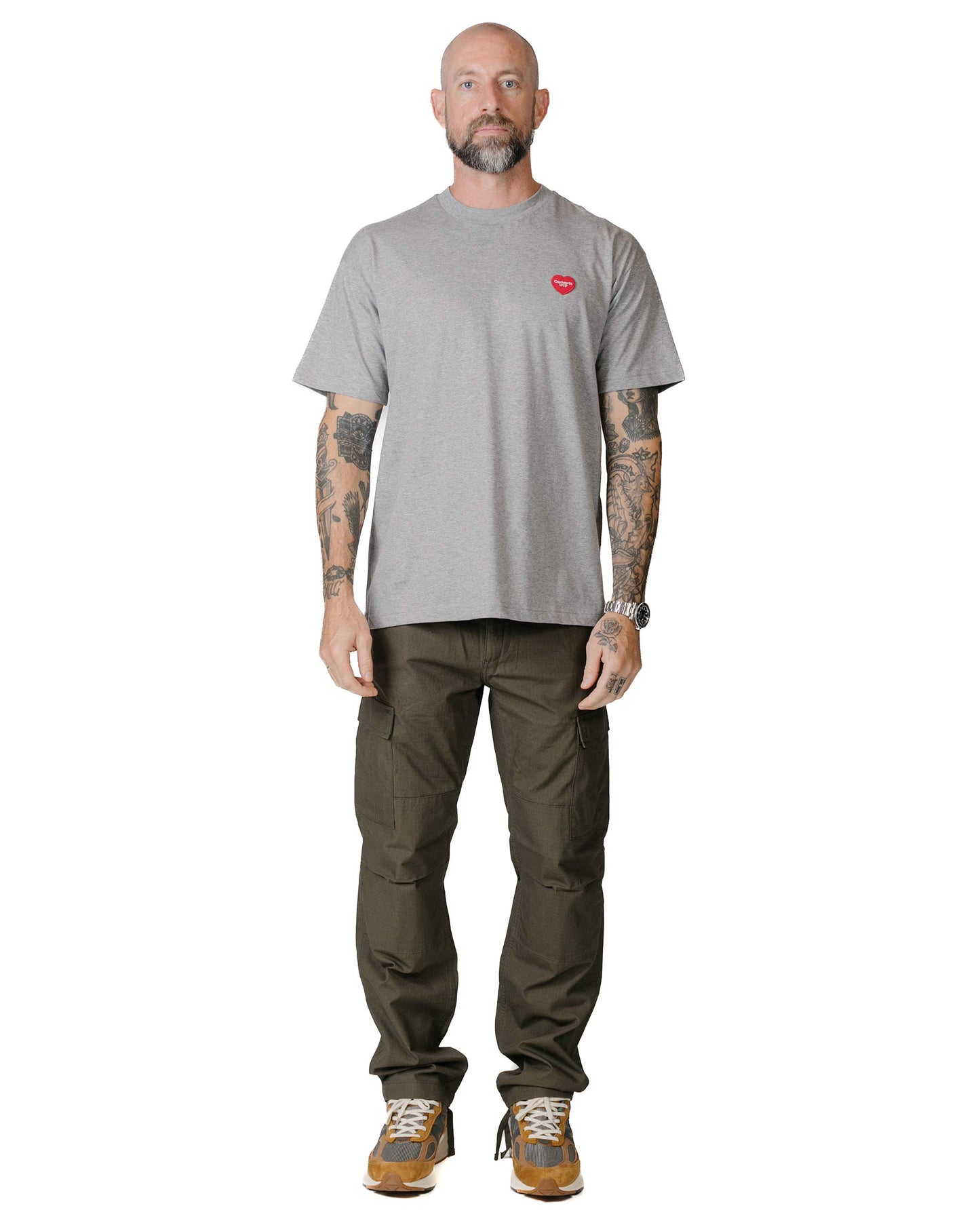 Carhartt W.I.P. Heart Patch T-Shirt Heather Grey model full