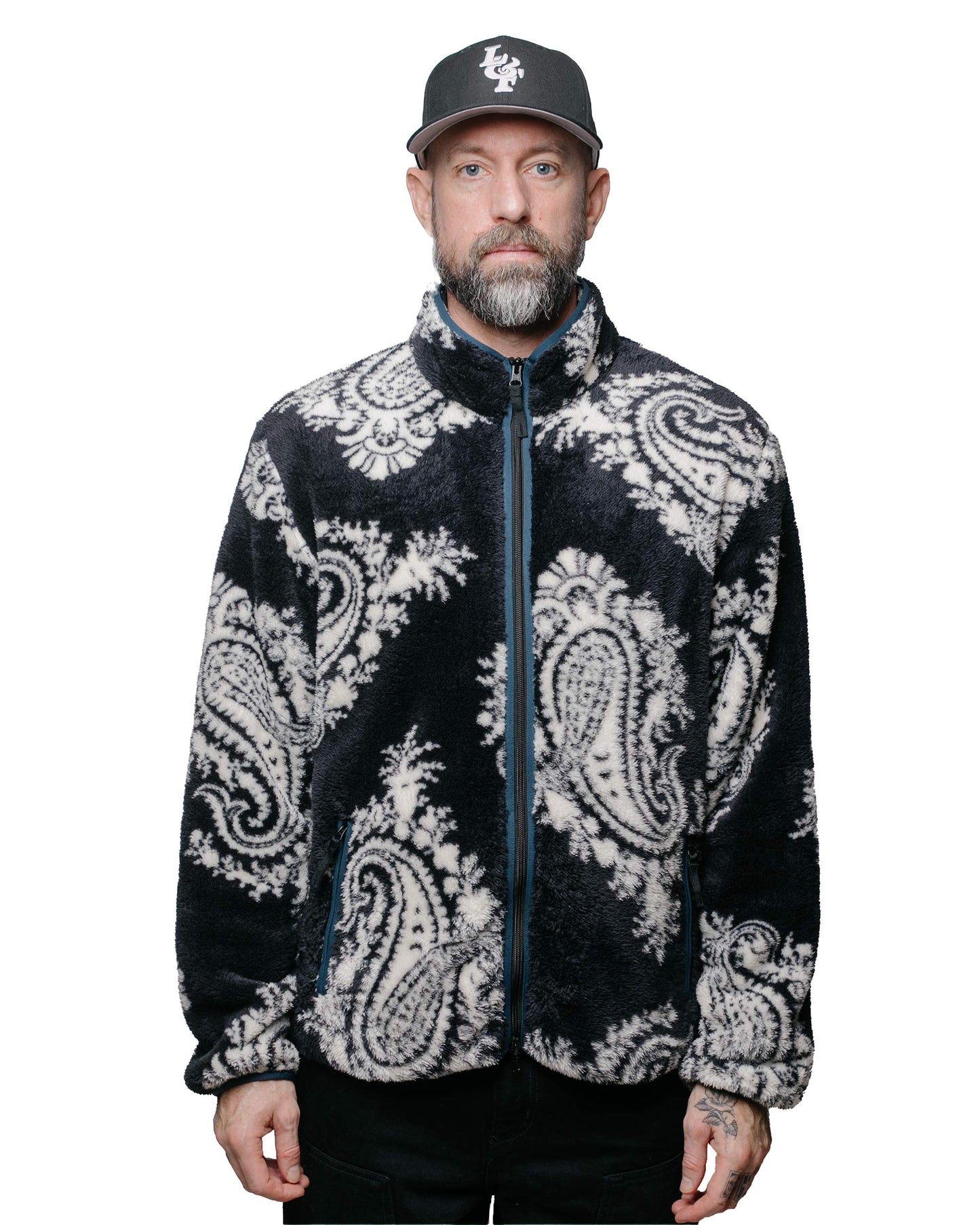 Carhartt W.I.P. Jebson Sweat Jacket Paisley Big Print Black/Squid model front