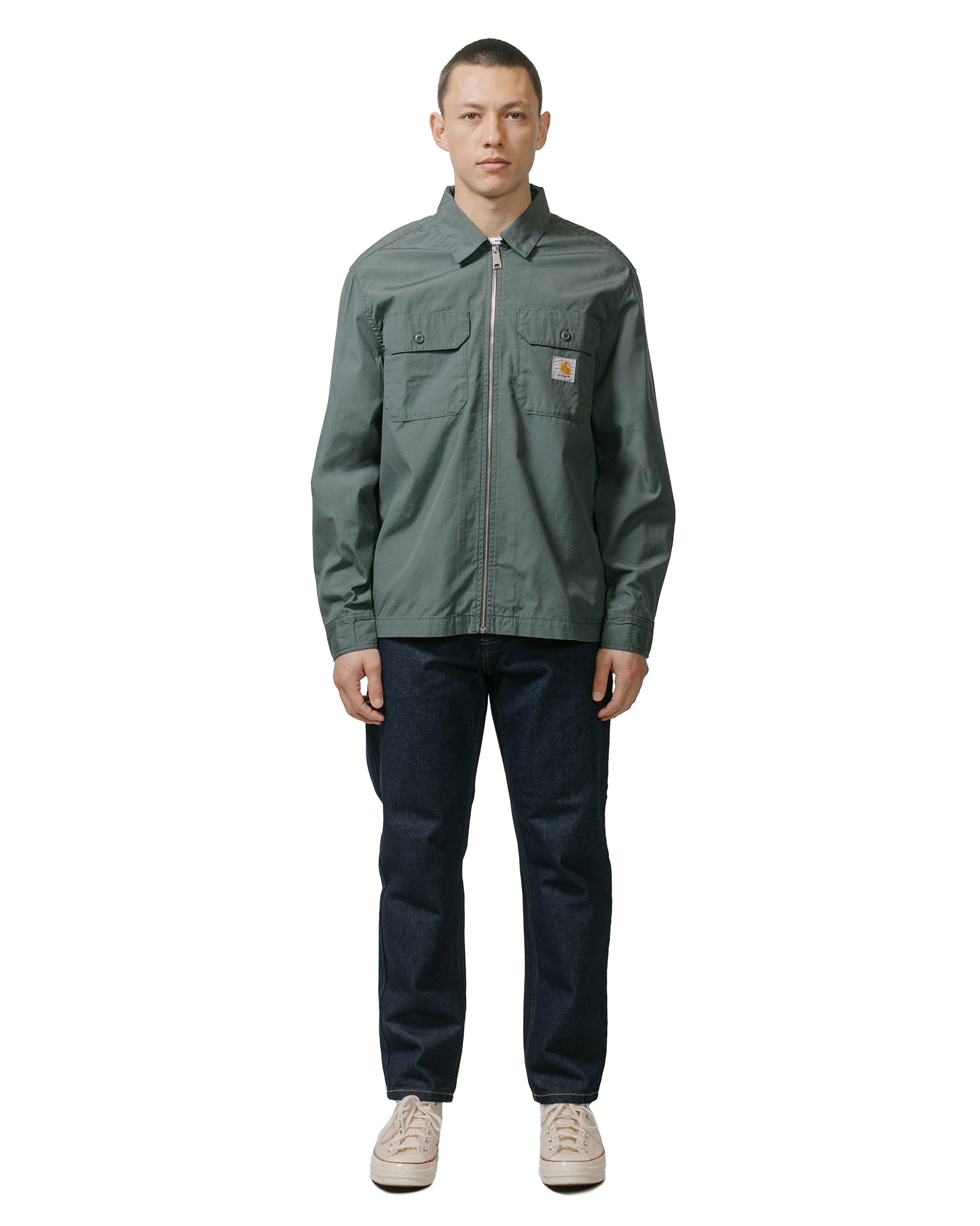 Carhartt W.I.P. LS Craft Zip Poplin Shirt Jura Rinsed model full