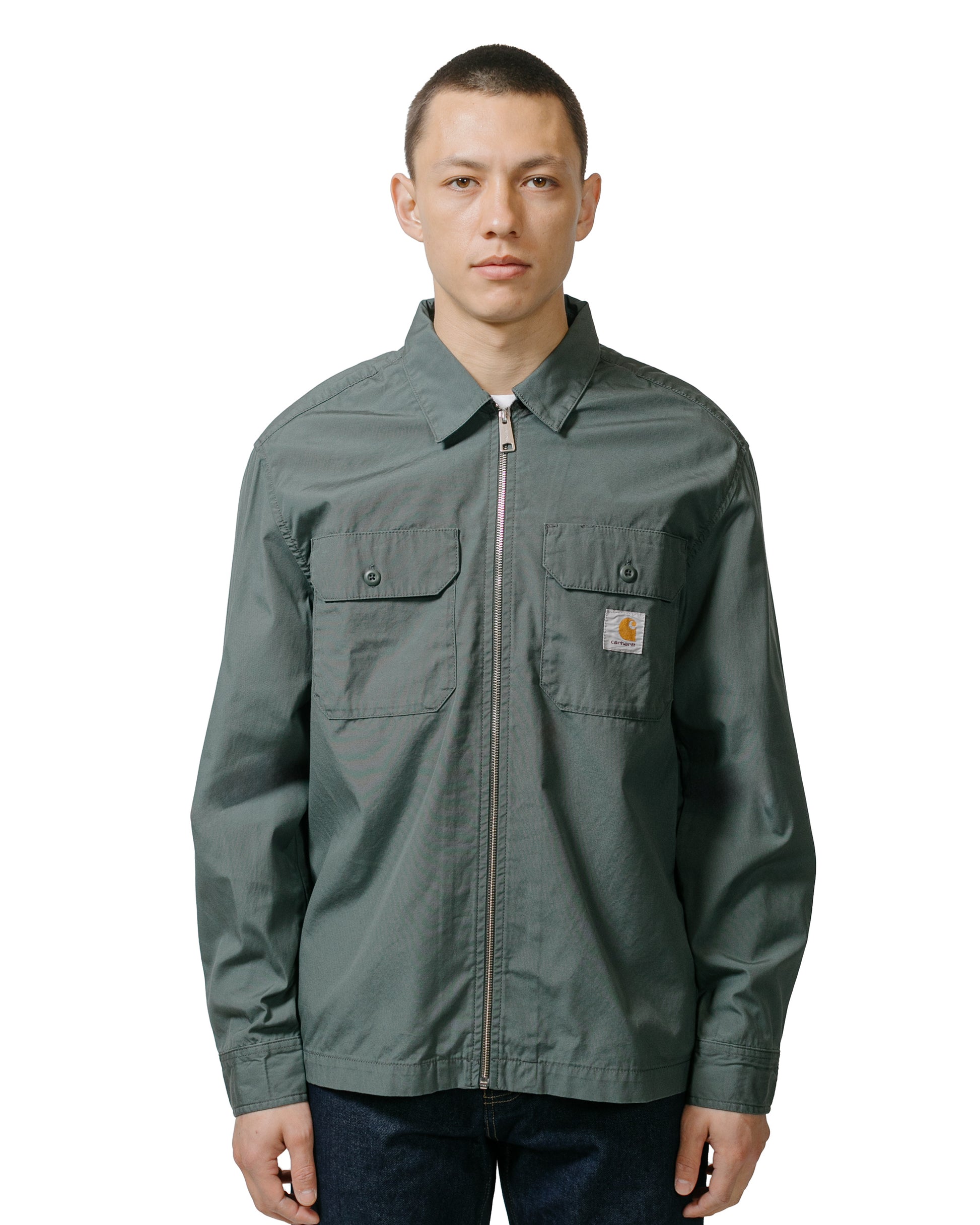 Carhartt W.I.P. LS Craft Zip Poplin Shirt Jura Rinsed model front