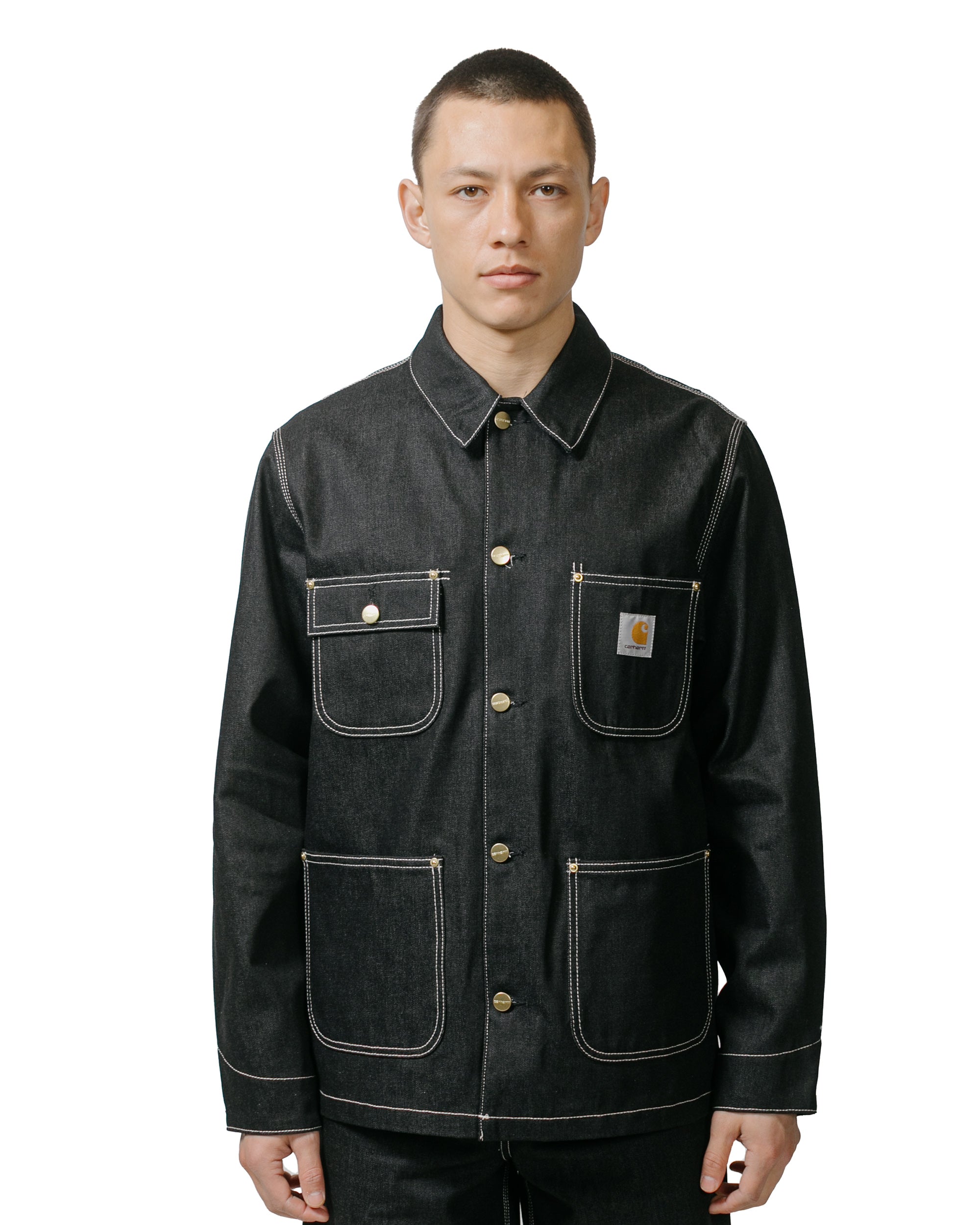 Black denim chore fashion coat