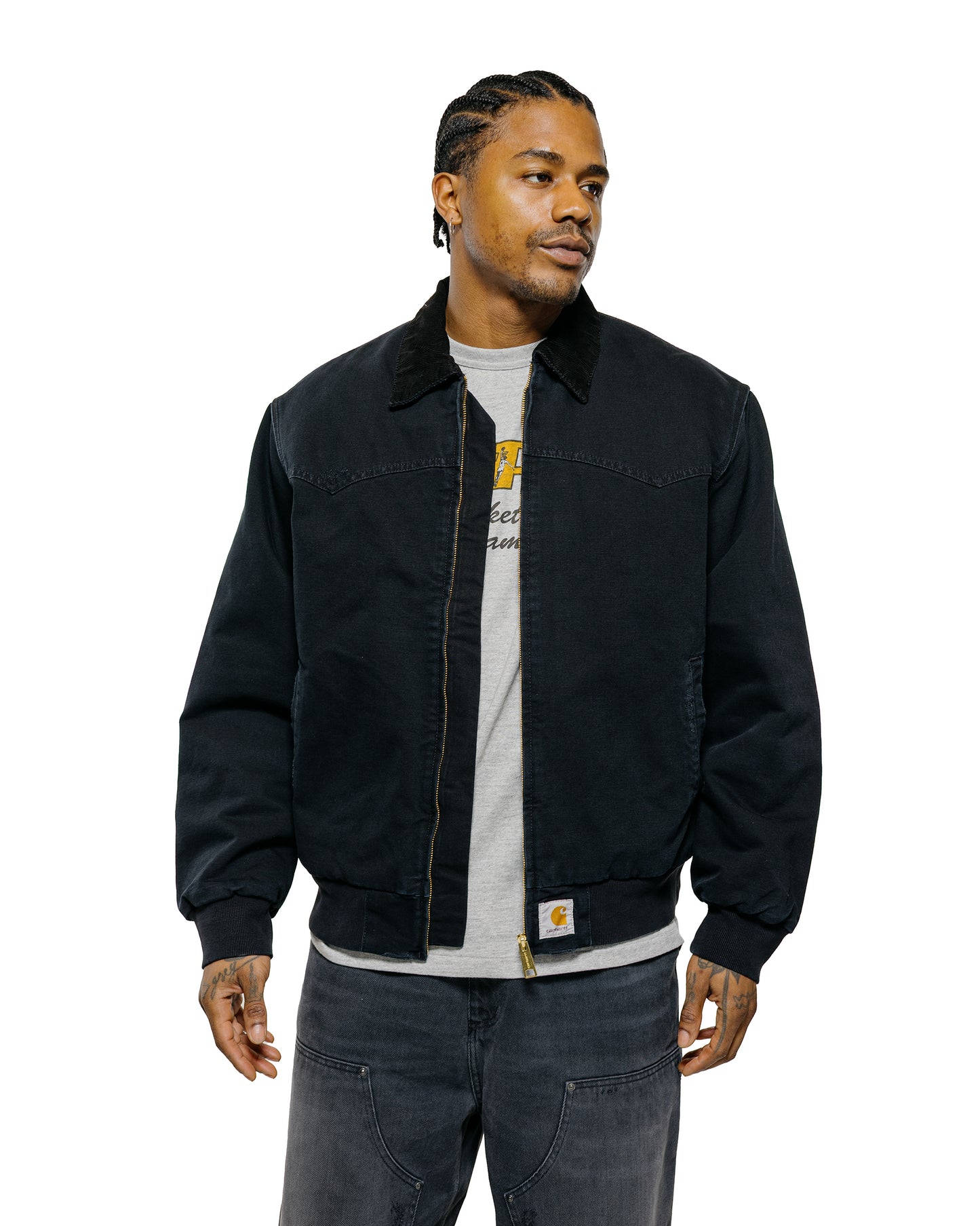 lost & found Carhartt Work In Progress Carhartt W.I.P. OG Santa Fe Coat Black/Black Grind Wash