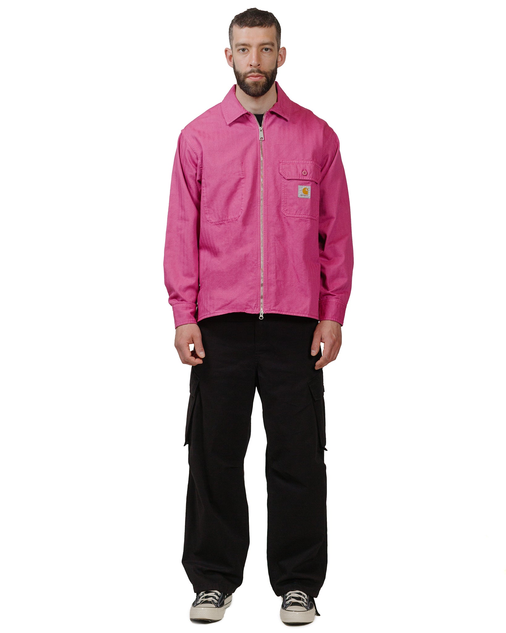 Carhartt W.I.P. Rainer Shirt Jacket Magenta Garment Dyed model full