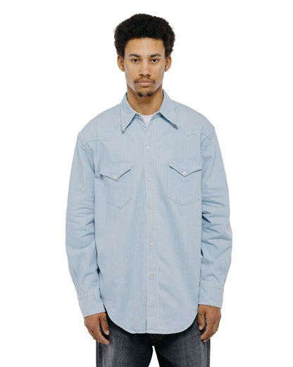 Cohérence Abiquiu 10oz Logger Selvedge Denim Shirt Aqua Blue