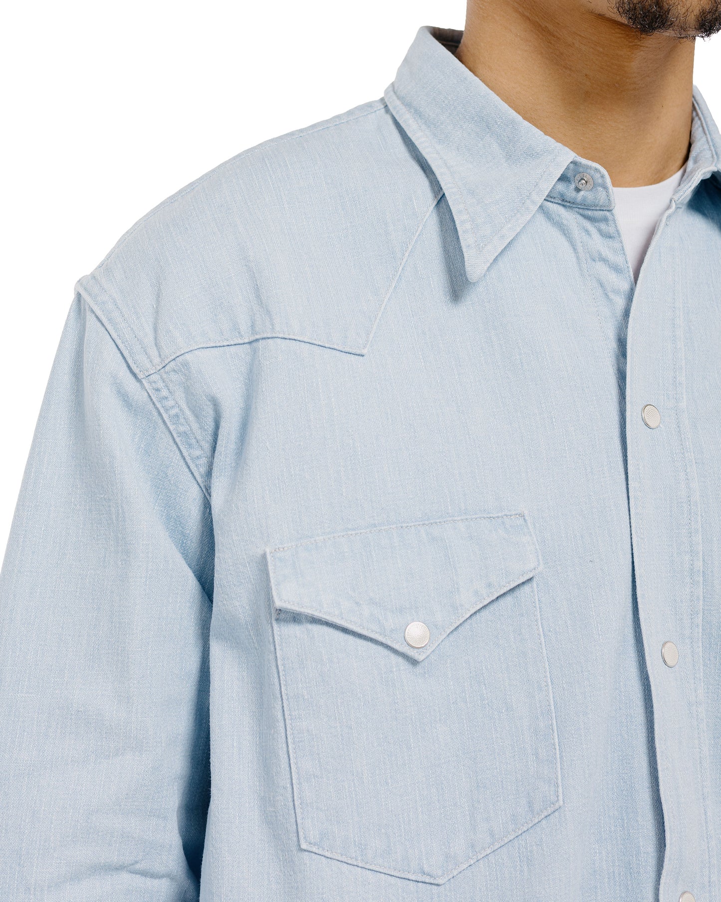 Cohérence Abiquiu 10oz Logger Selvedge Denim Shirt Aqua Blue