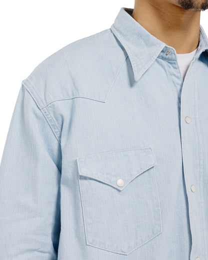 Cohérence Abiquiu 10oz Logger Selvedge Denim Shirt Aqua Blue