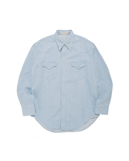 Cohérence Abiquiu 10oz Logger Selvedge Denim Shirt Aqua Blue