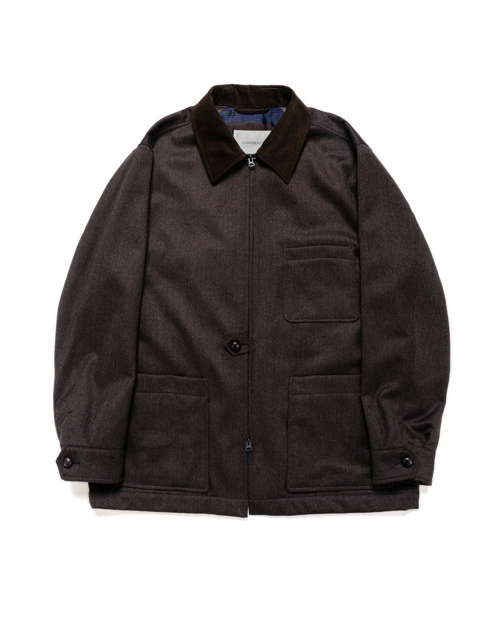 Cohérence Jackson Linen/Cotton Chevron Jacket Blue