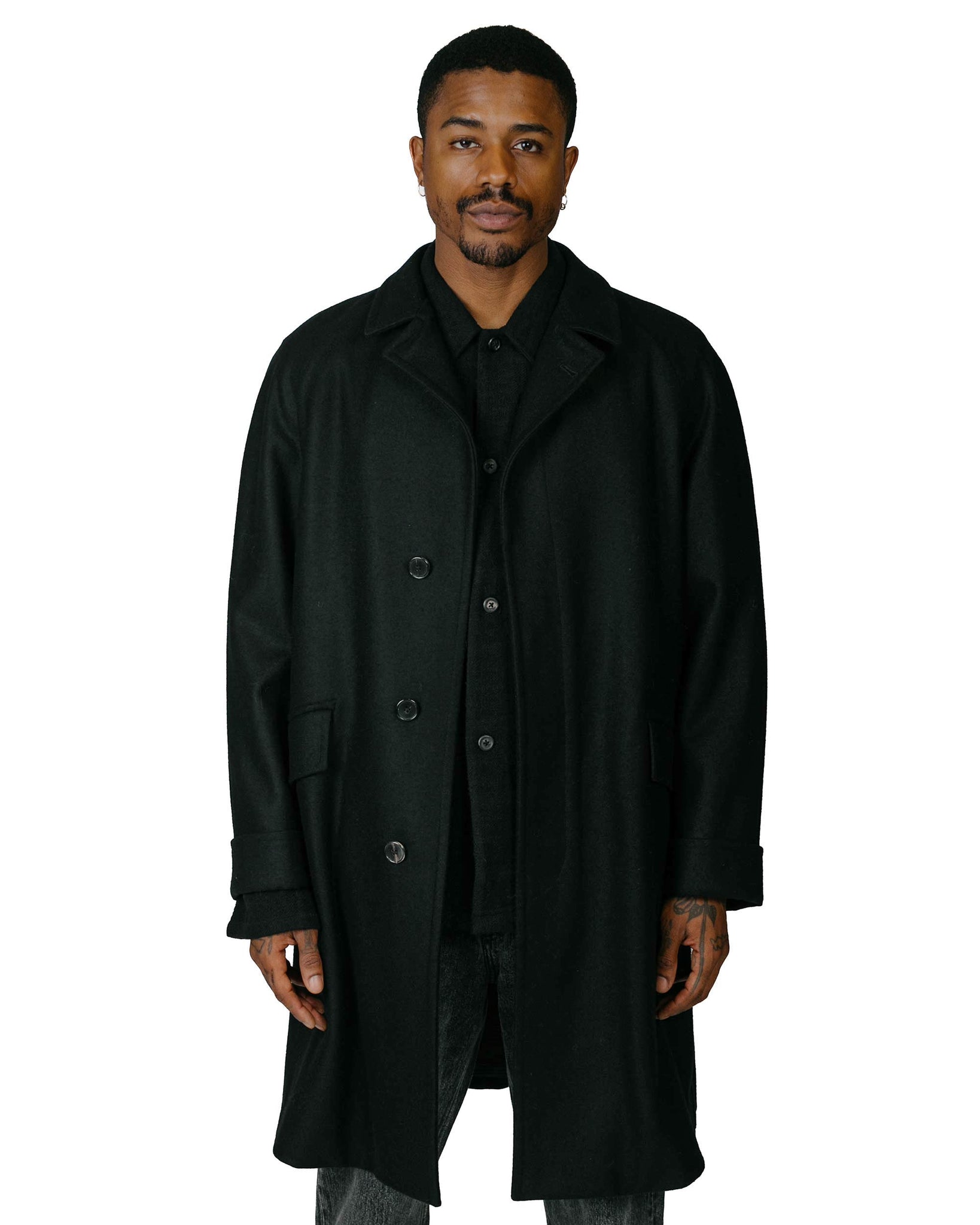 Cohérence Corb Melton Jersey Over Coat Black Model Front