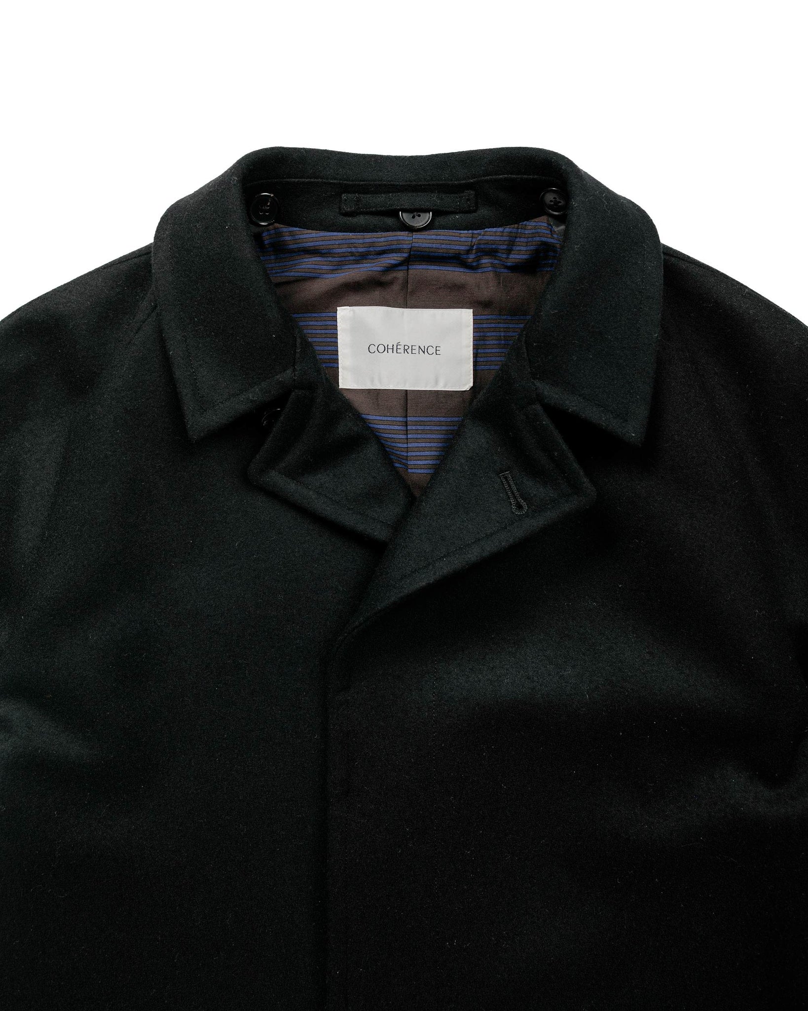 Cohérence Corb Melton Jersey Over Coat Black Collar