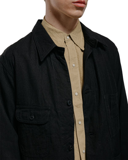 Cohérence Jackson Linen/Cotton Chevron Jacket Black