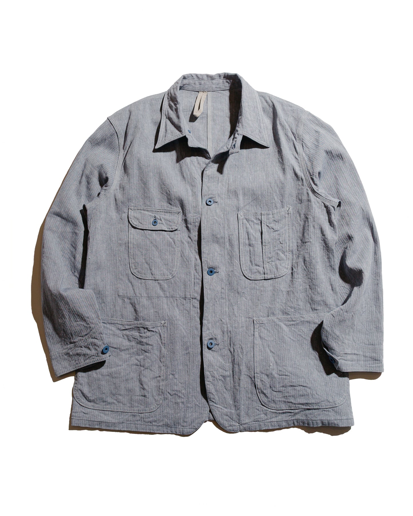 Cohérence Jackson Linen/Cotton Chevron Jacket Blue