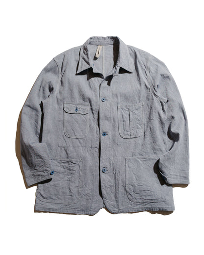 Cohérence Jackson Linen/Cotton Chevron Jacket Blue