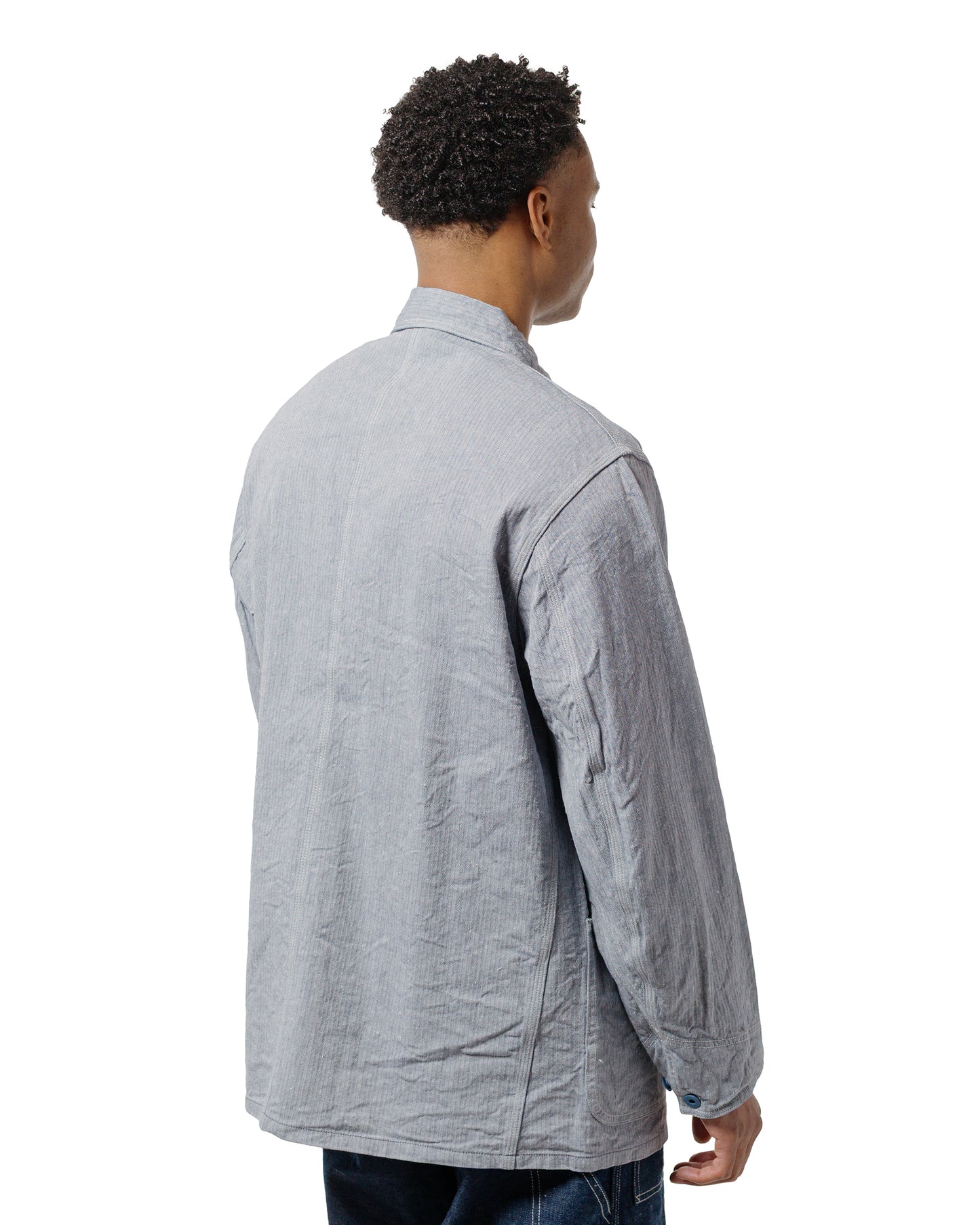 Cohérence Jackson Linen/Cotton Chevron Jacket Blue