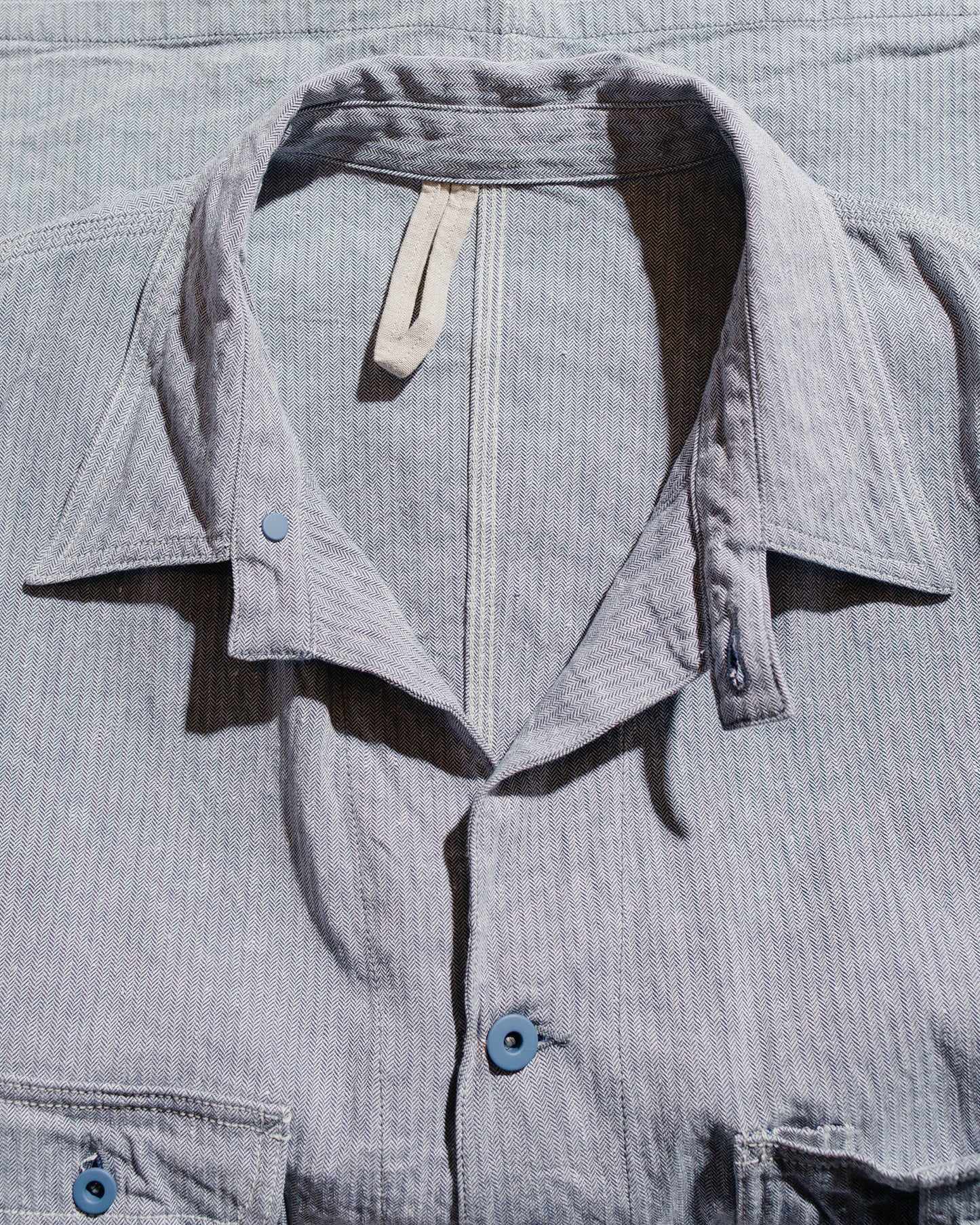 Cohérence Jackson Linen/Cotton Chevron Jacket Blue