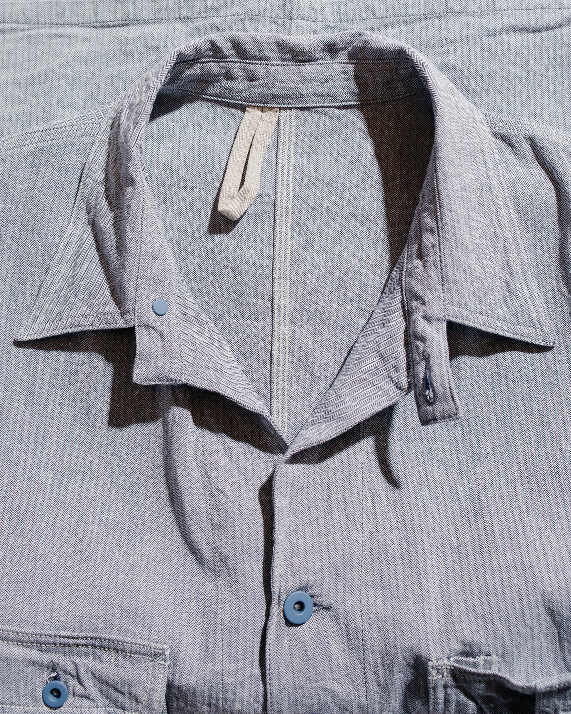 Cohérence Jackson Linen/Cotton Chevron Jacket Blue
