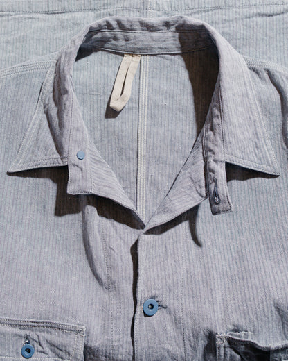 Cohérence Jackson Linen/Cotton Chevron Jacket Blue