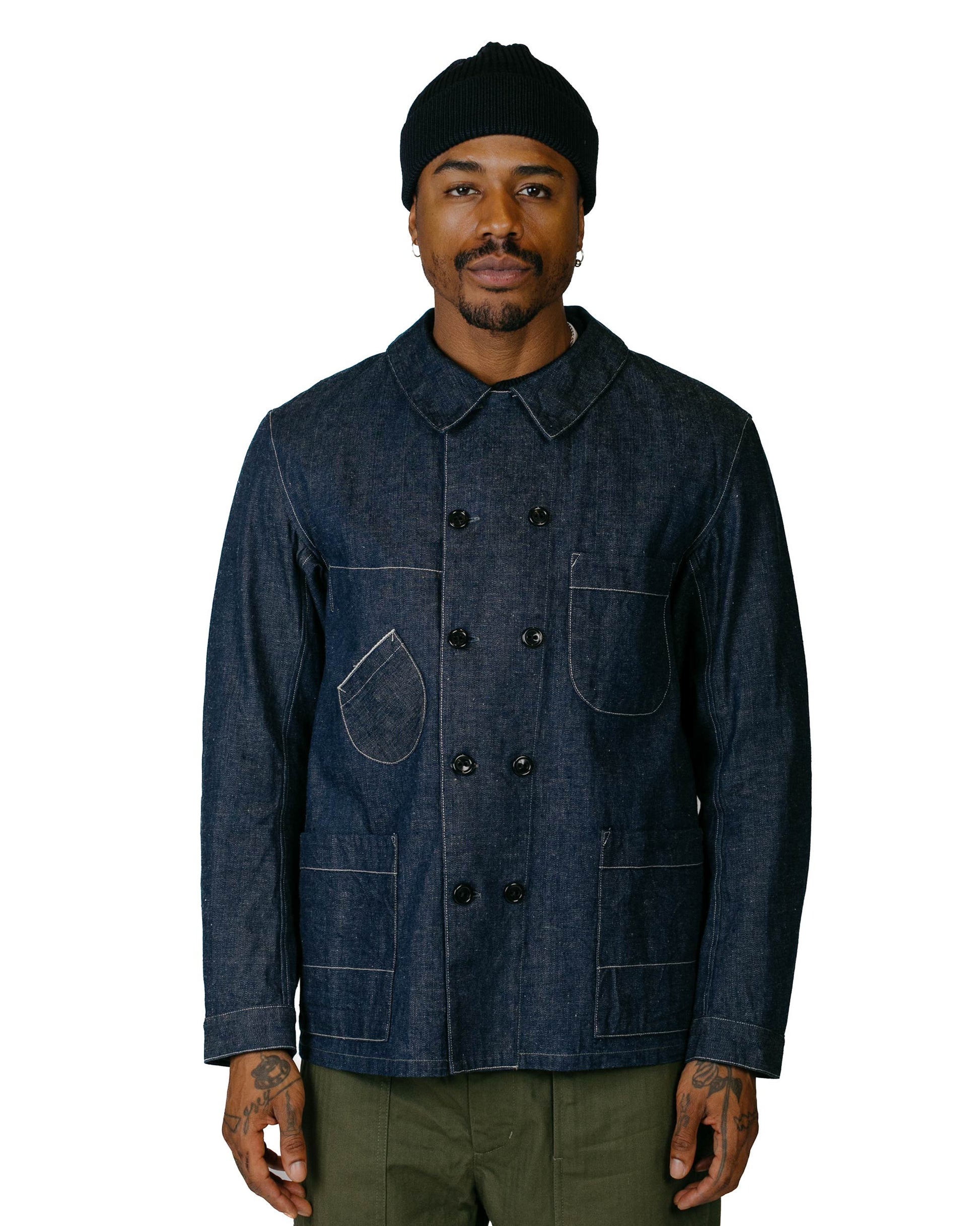 Cohérence Kees 10oz Logger Selvedge Denim Jacket Indigo Model Front