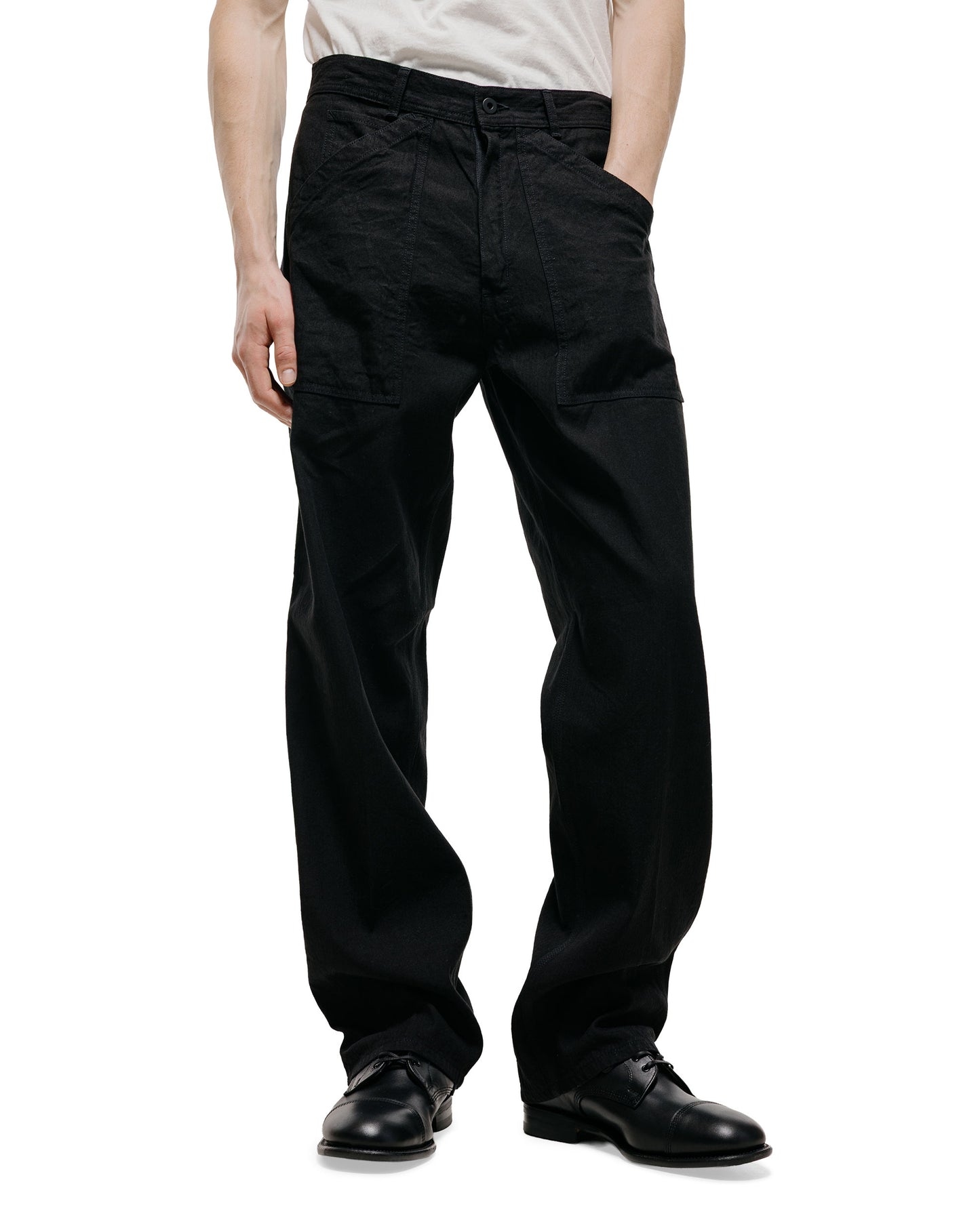 Cohérence Paul Linen/Cotton Chevron Trouser Black