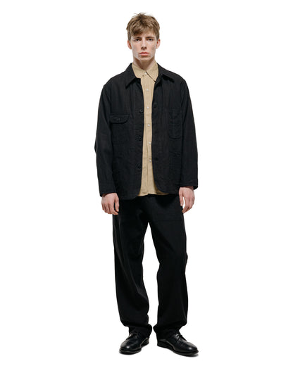 Cohérence Paul Linen/Cotton Chevron Trouser Black