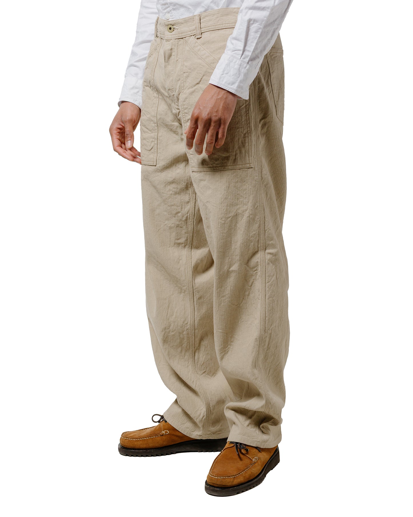 Cohérence Paul Linen/Cotton Chevron Trouser Ivory
