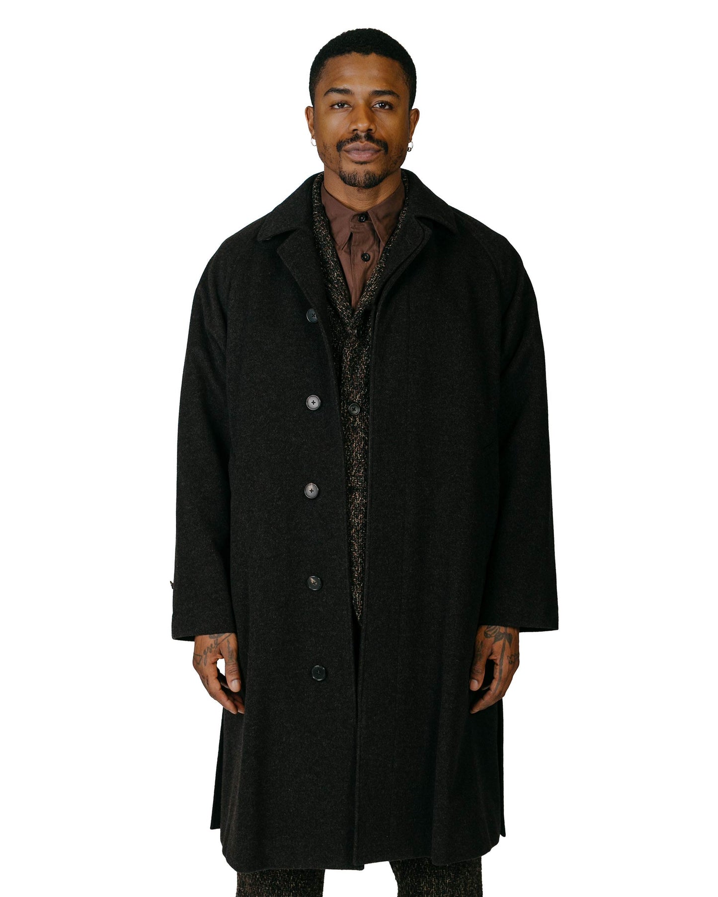 Cohérence Ruiz Mosser Jersey Over Coat Brown Model Front