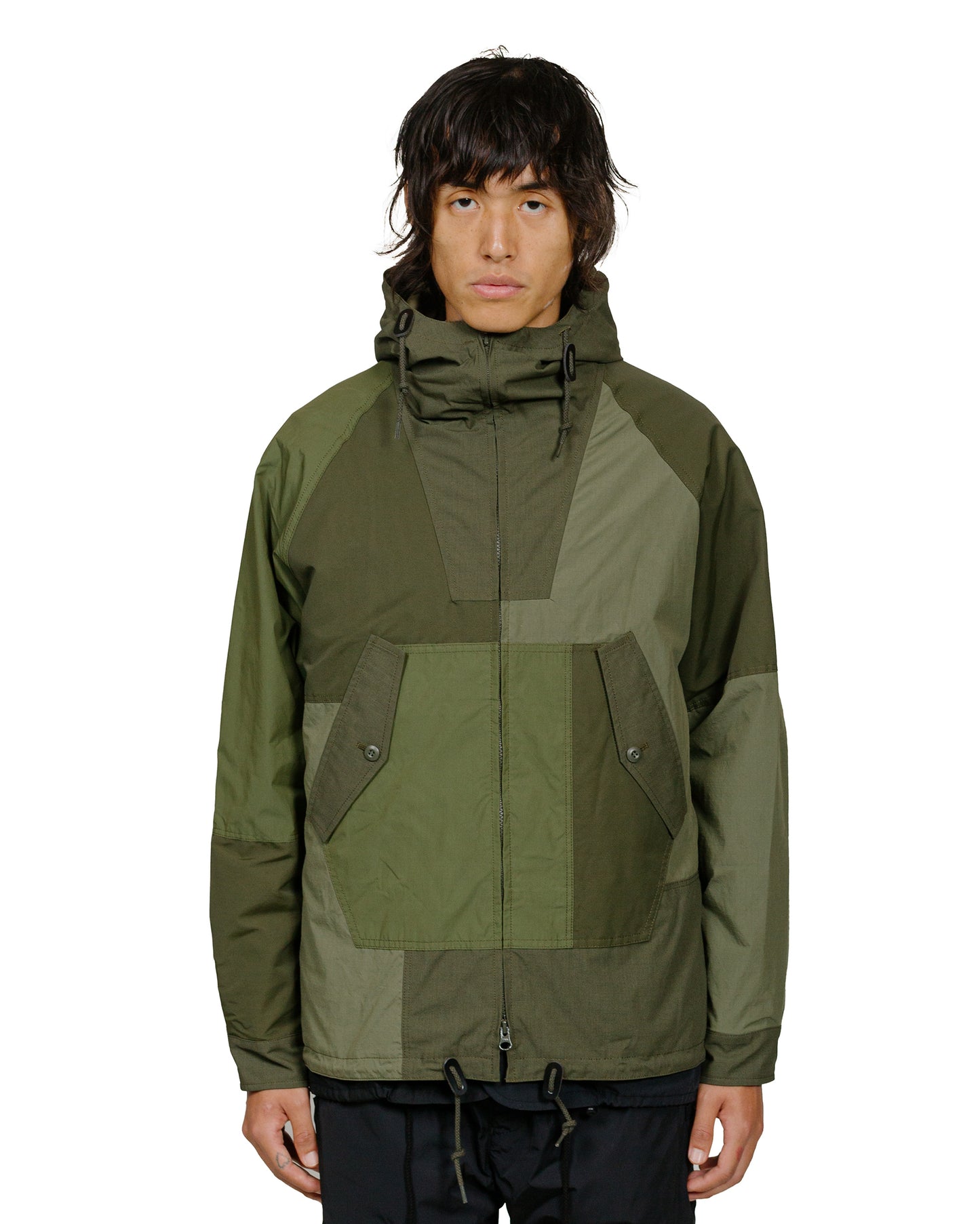 Comme des Garçons HOMME Patchwork Parka Khaki Mix model front 