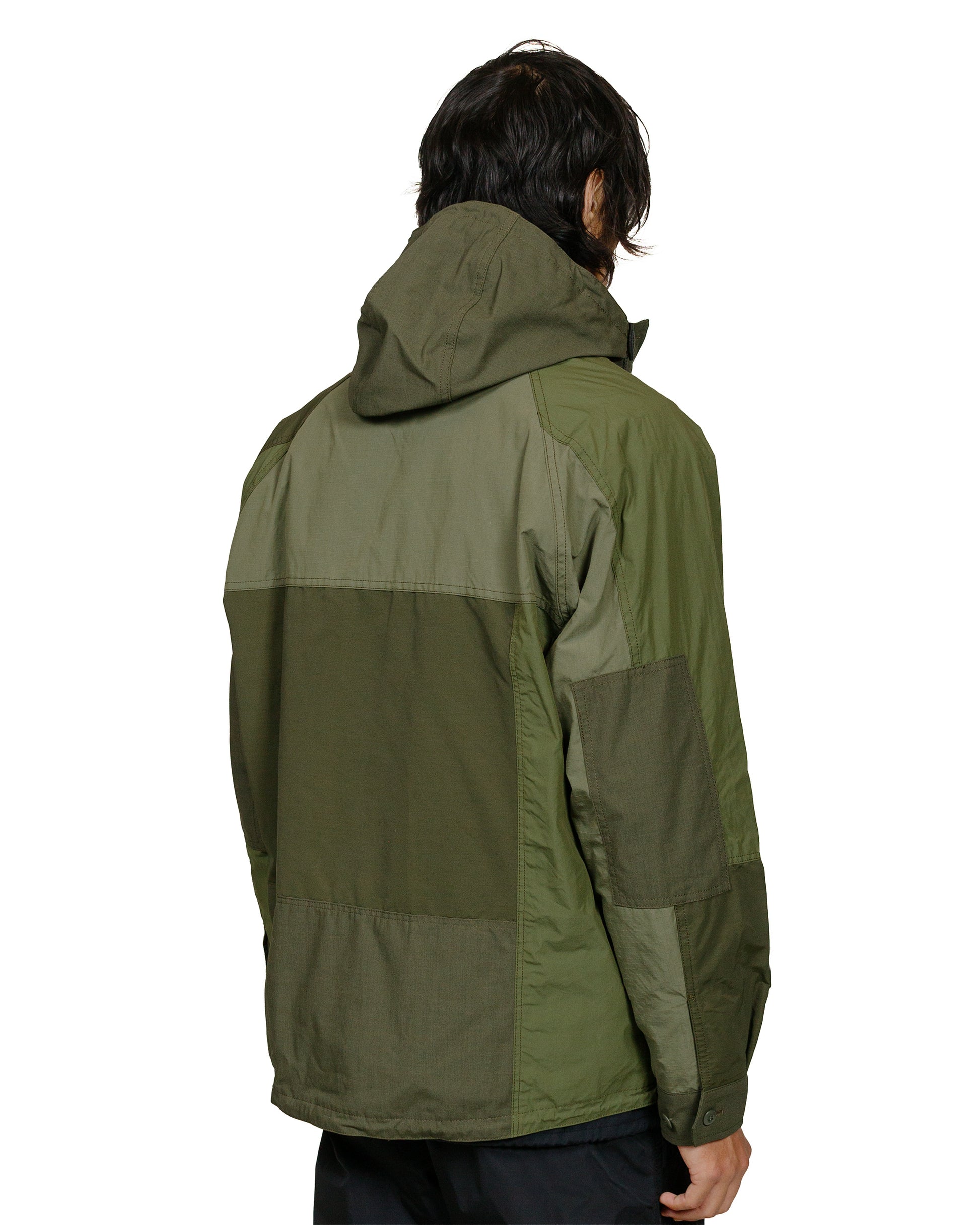 Comme des Garçons HOMME Patchwork Parka Khaki Mix model back