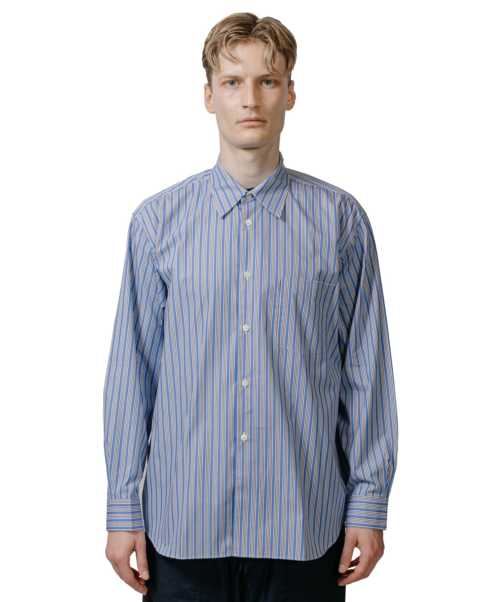 Comme des Garçons SHIRT Wide Classic Big Collar Shirt Stripe 2 model front