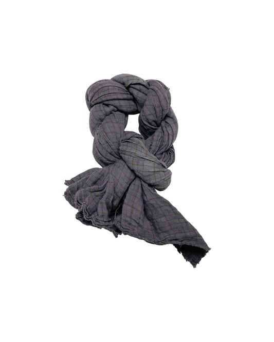 Conkers Knot Scarf Tattersall Linen Blue Overdye