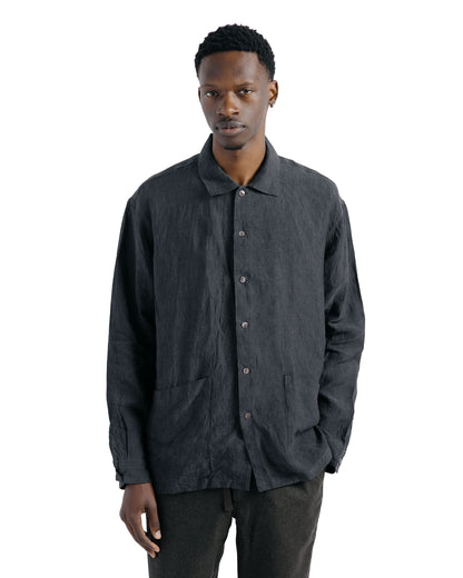 Conkers Martyn Shirt Linen Crossweave Grey & Black