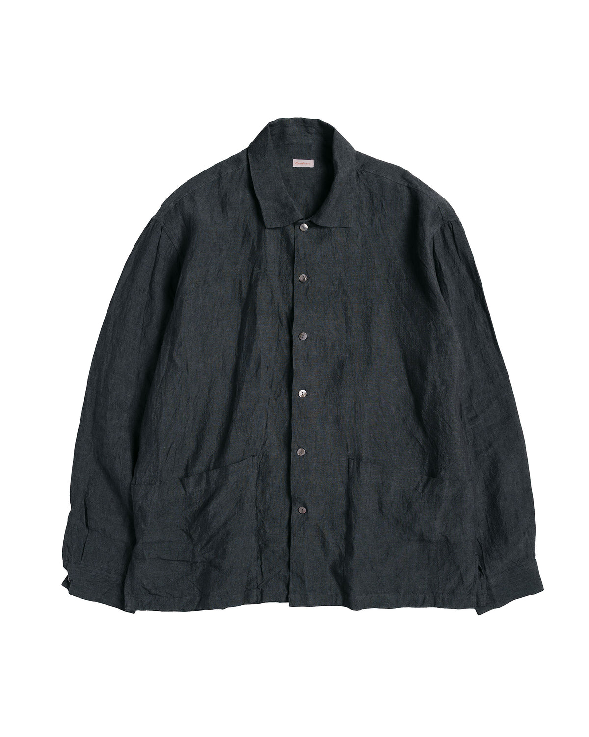 Conkers Martyn Shirt Linen Crossweave Grey & Black