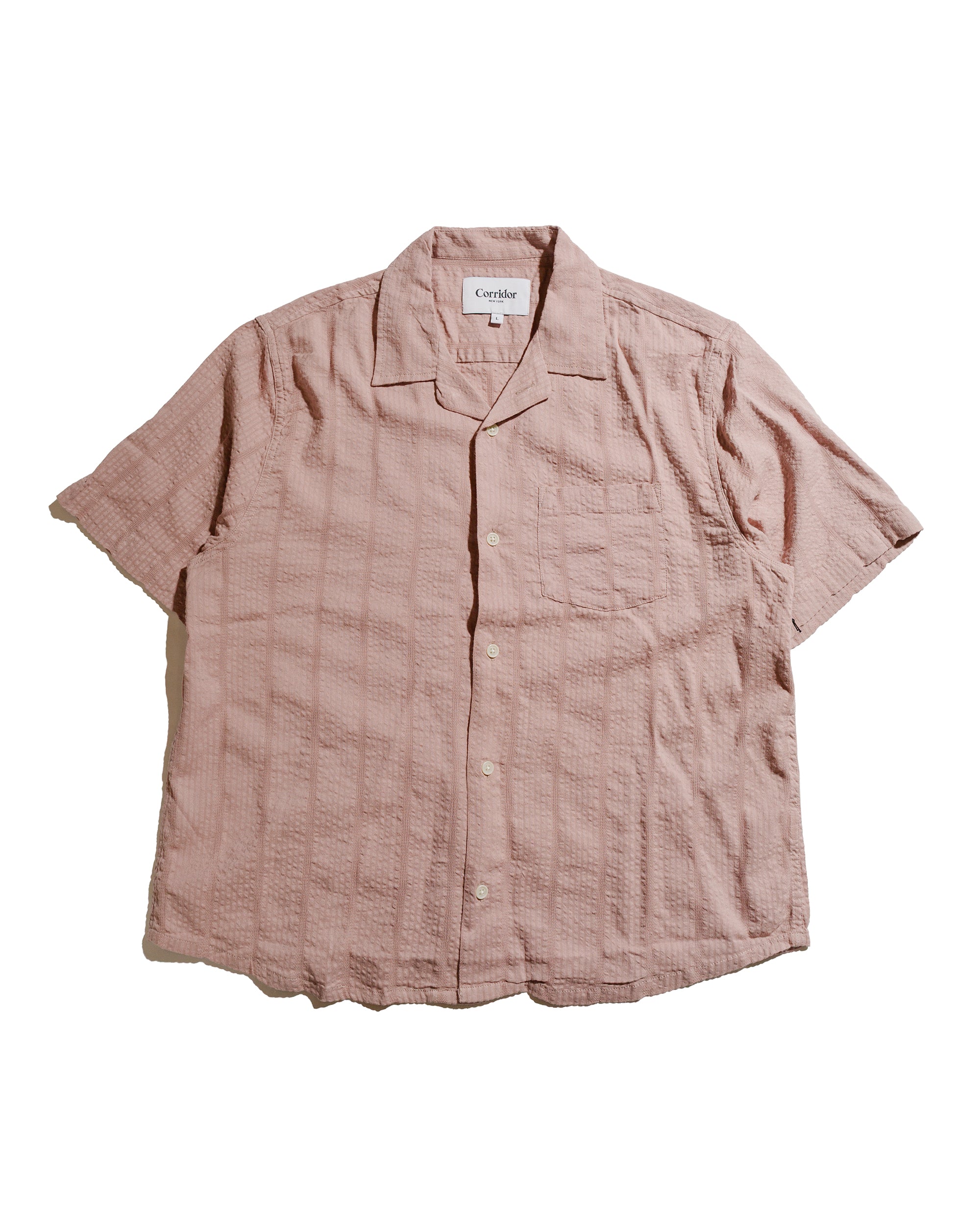 Corridor Striped Seersucker SS Shirt in Green