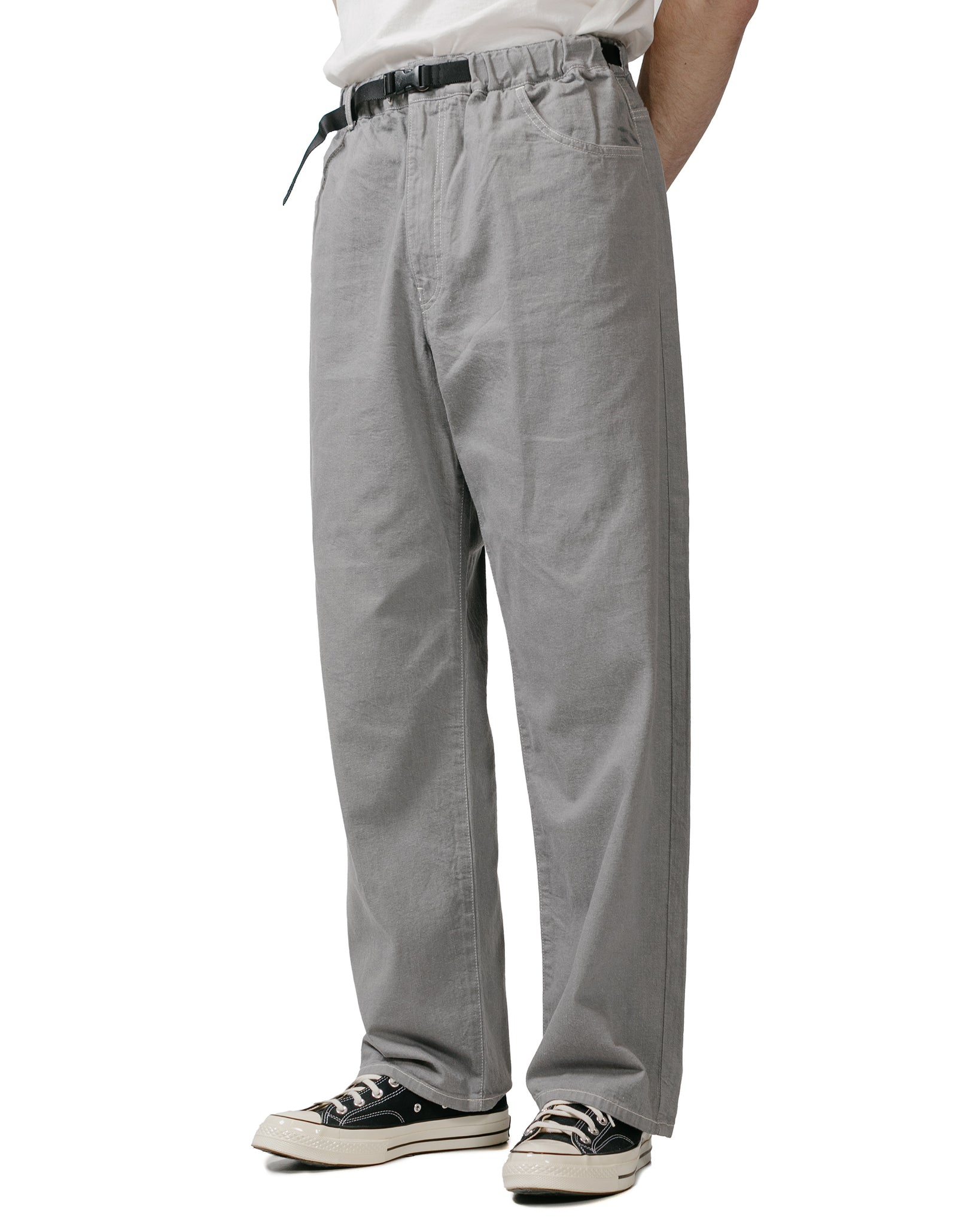 Danton Colour Denim Belted Easy Pant Grey model front