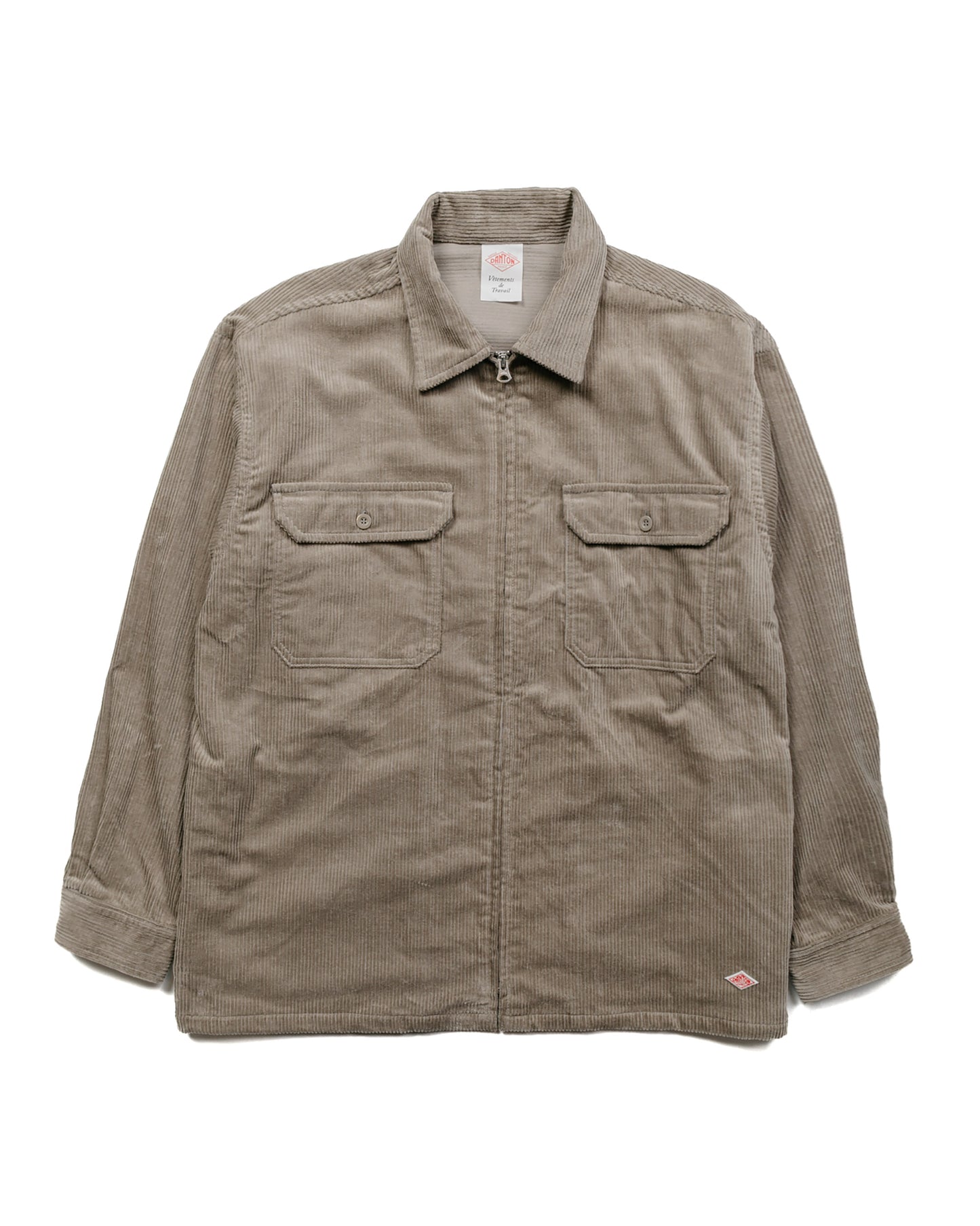 Danton Corduroy Zip Shirt Blouson Taupe Grey