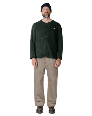 Danton Fleece Collarless Jacket Dark Green Model Full
